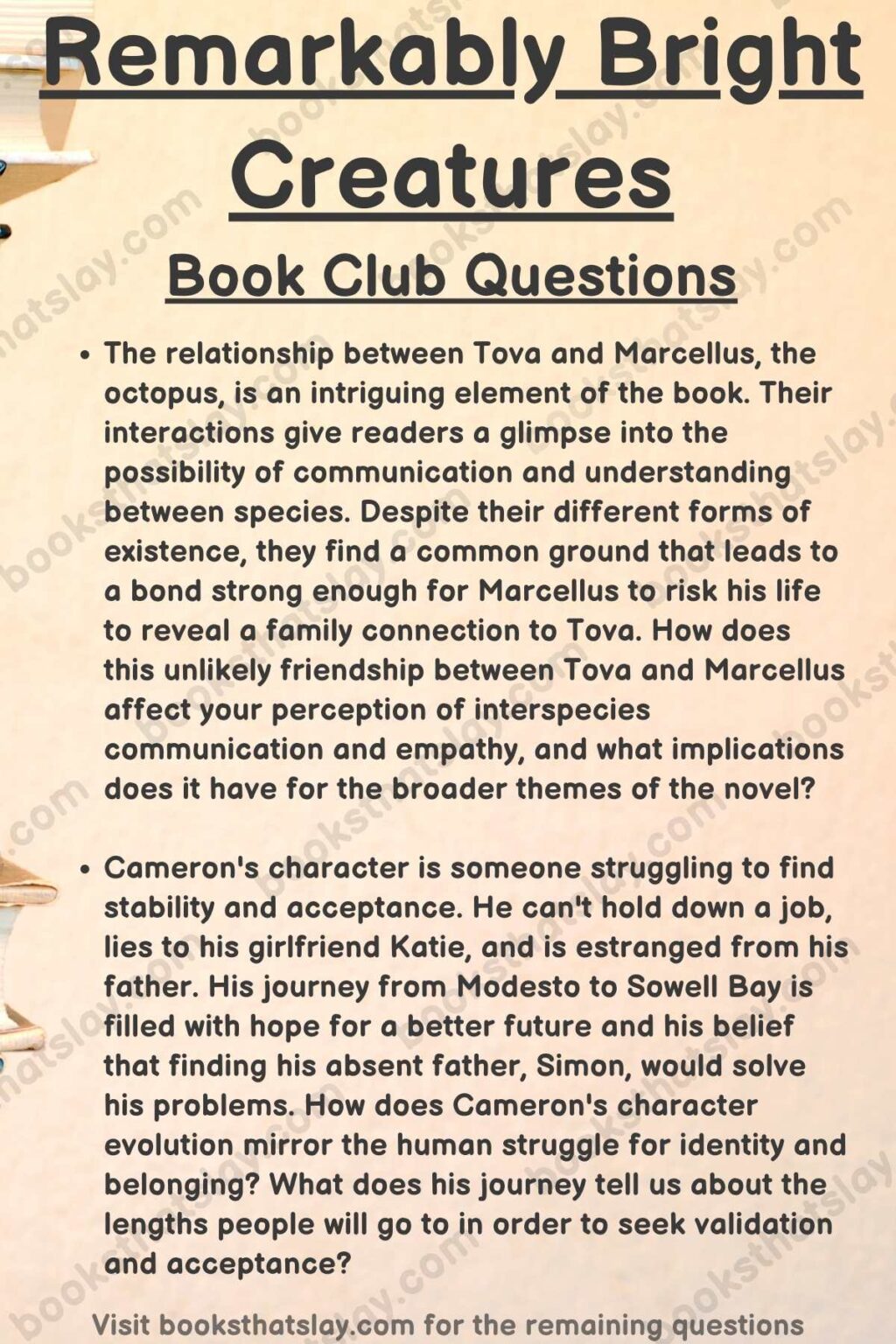 Remarkably Bright Creatures Book Club Questions For Discussion