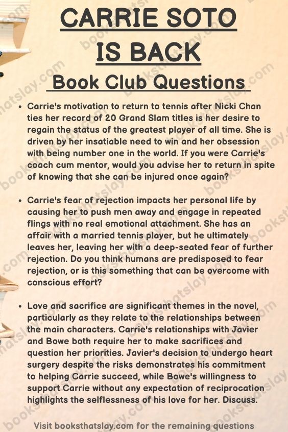 Carrie Soto is Back Book Club Questions Infographic
