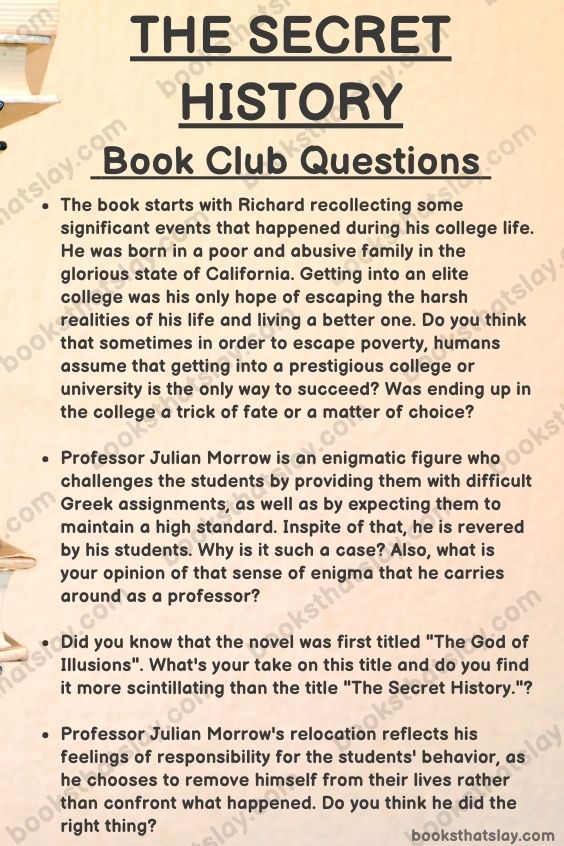 The Secret History Book Club Questions Infographic