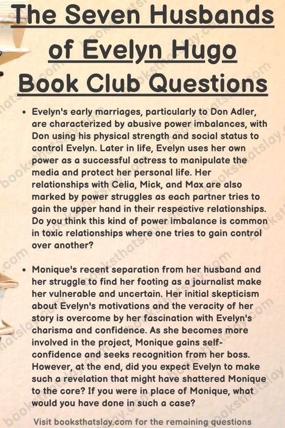 The Seven Husbands of Evelyn Hugo Book Club Questions For Discussion
