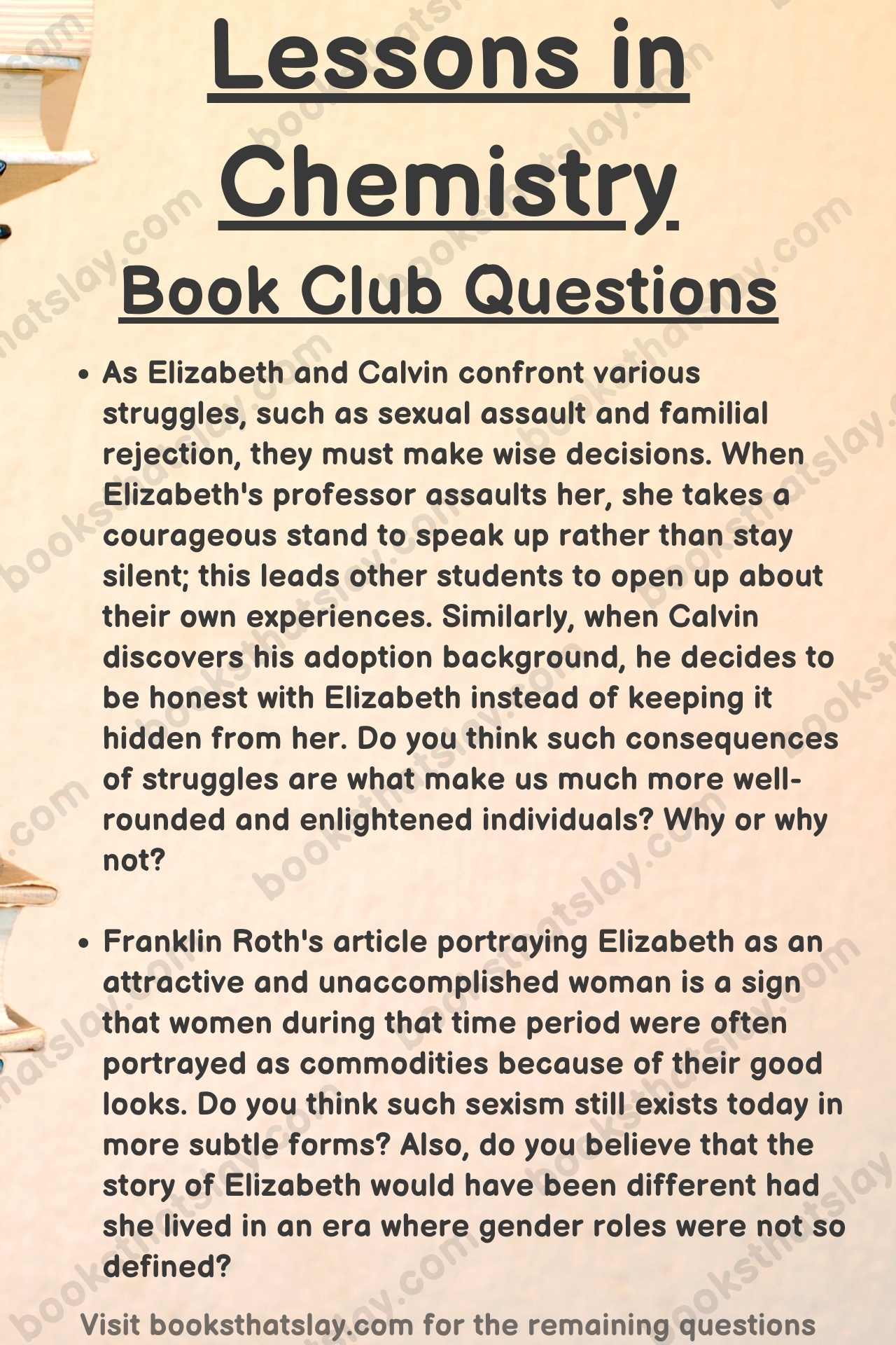 Lessons in Chemistry Book Club Questions