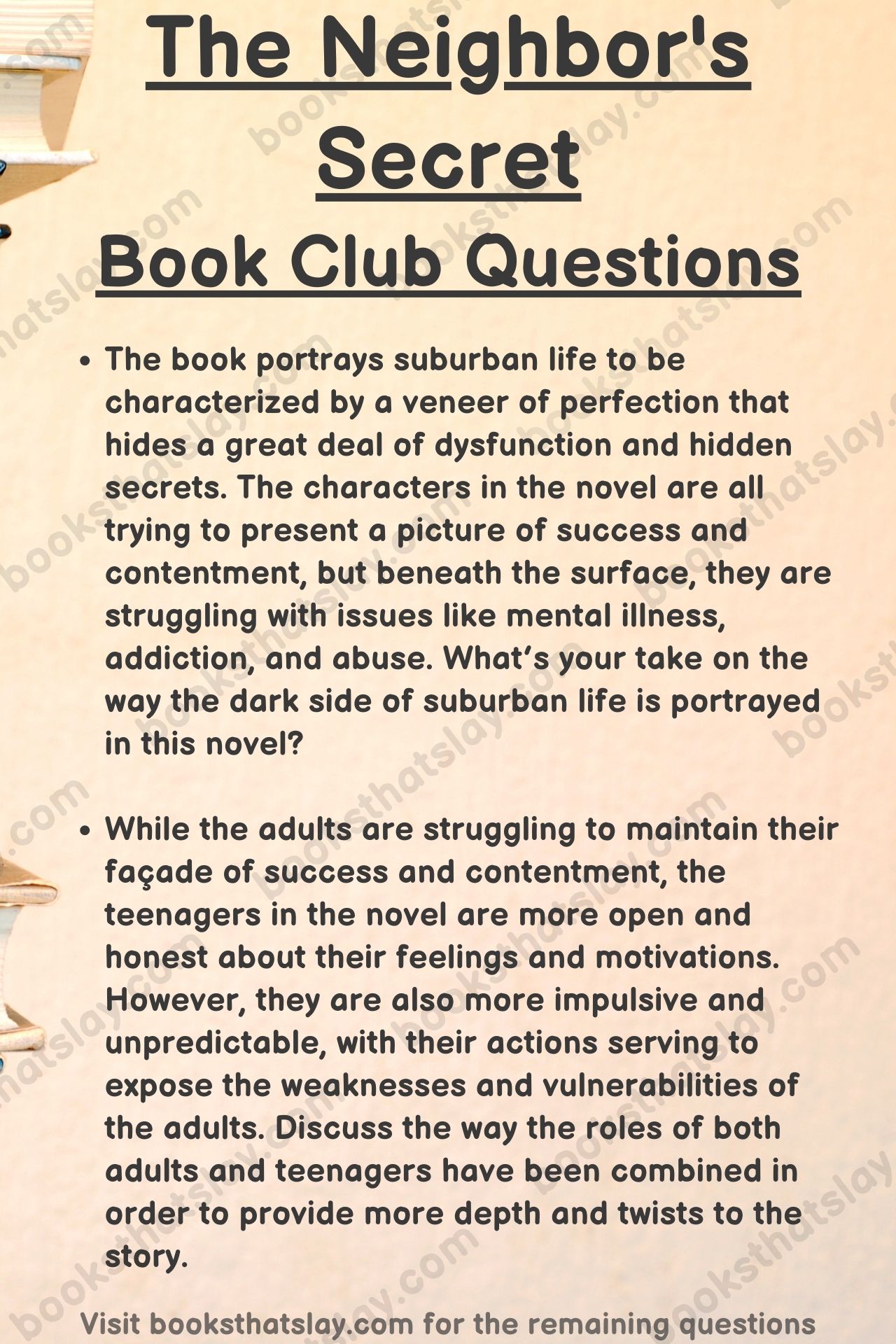 The Neighbor's Secret Book Club Questions
