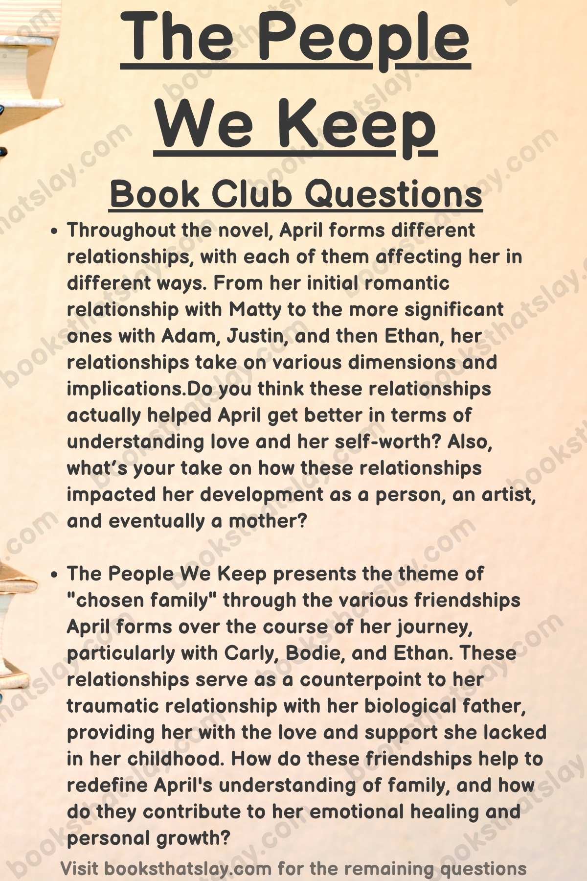 The People We Keep Book Club Questions Infographic
