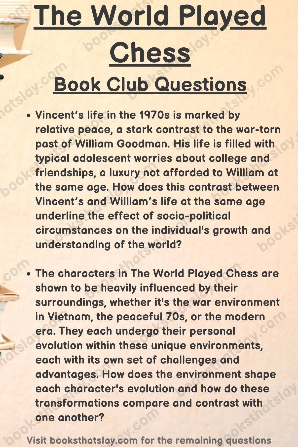 The World Played Chess Book Club Questions for Discussion