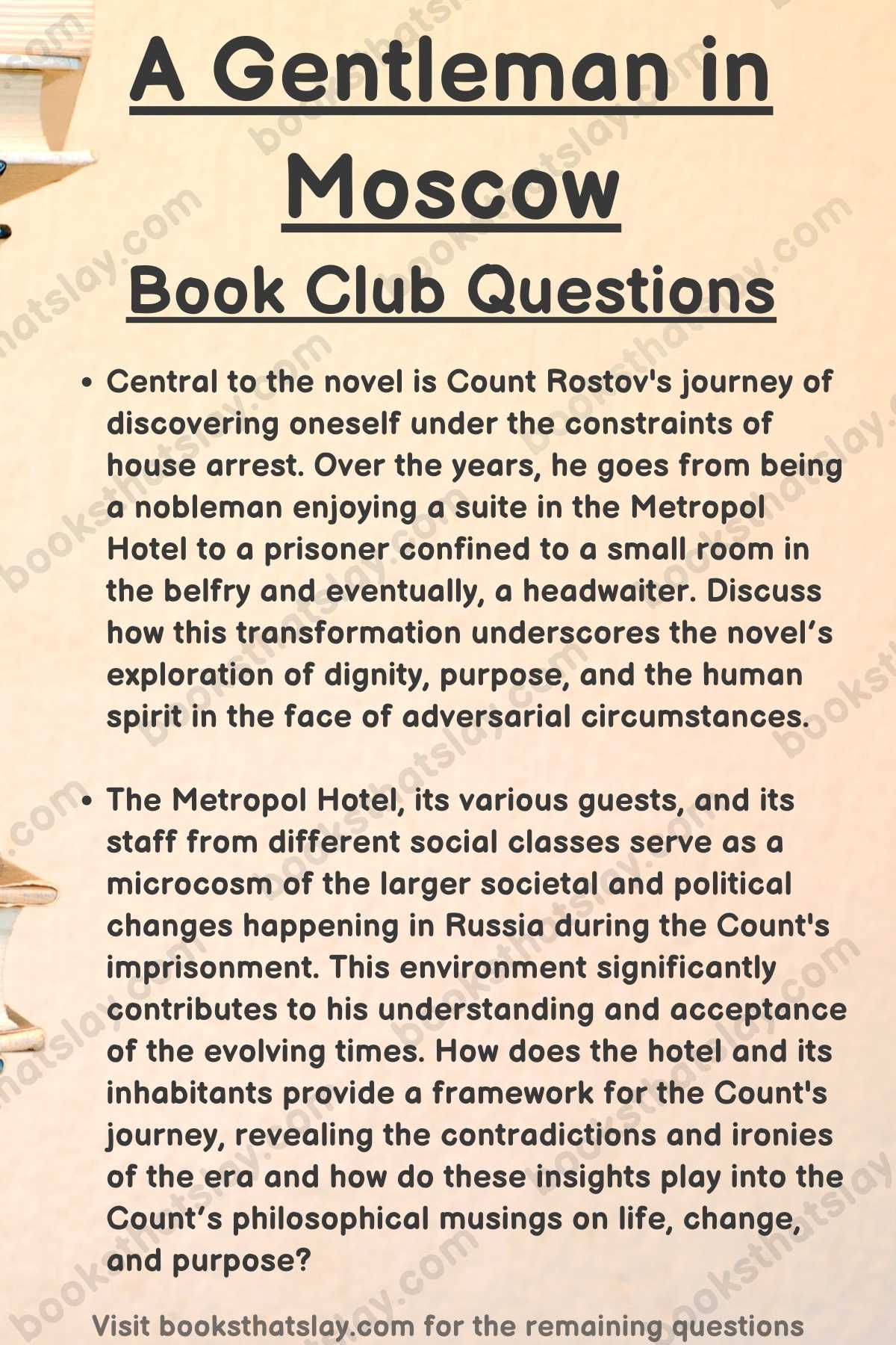 a gentleman in moscow book club questions infographic