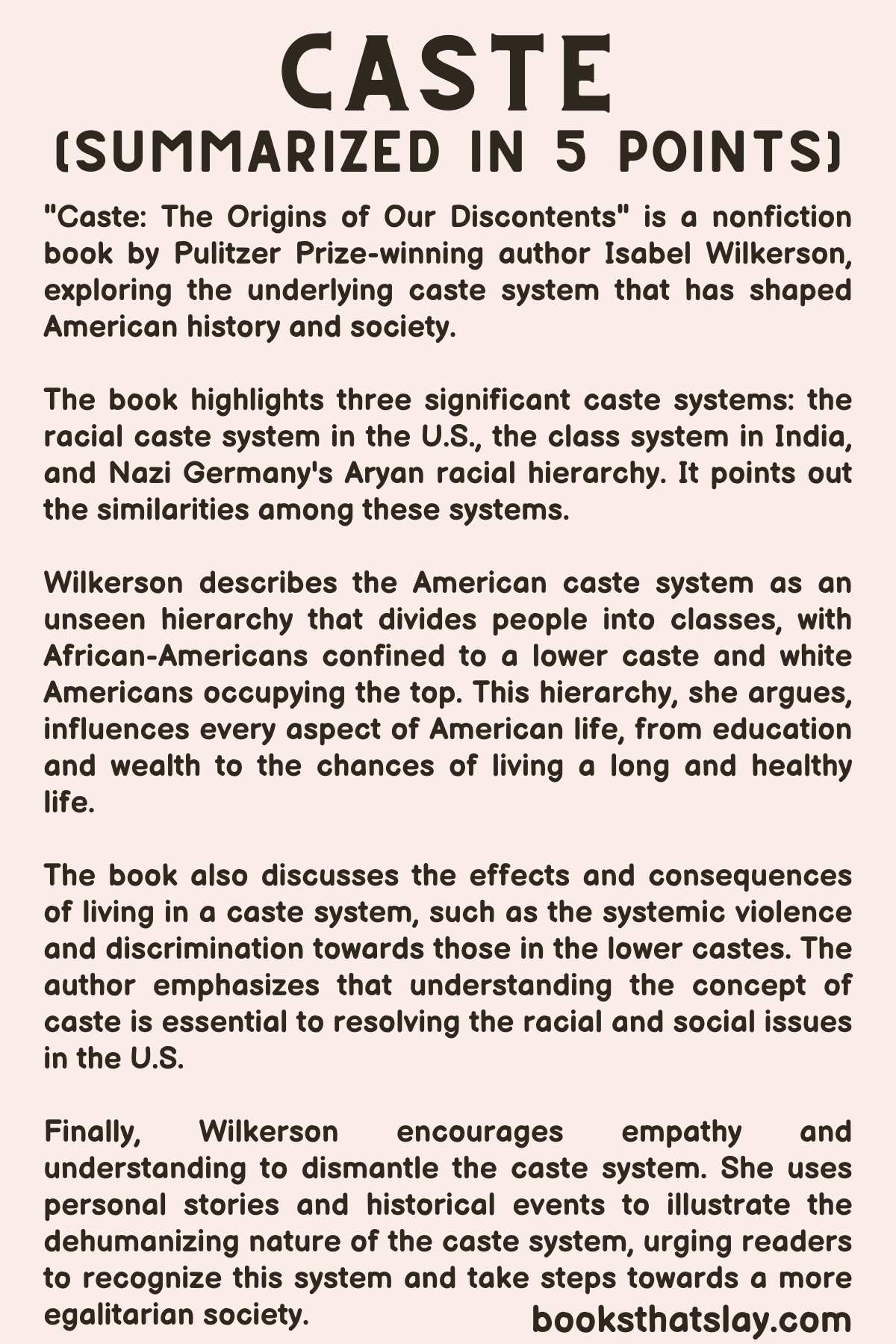 Caste by Isabel Wilkerson Summary Infographic