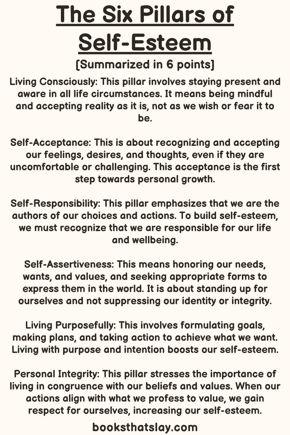 the six pillars of self-esteem summary