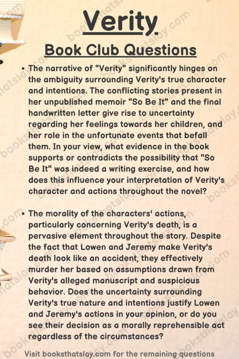 10 Verity Book Club Questions For Discussion