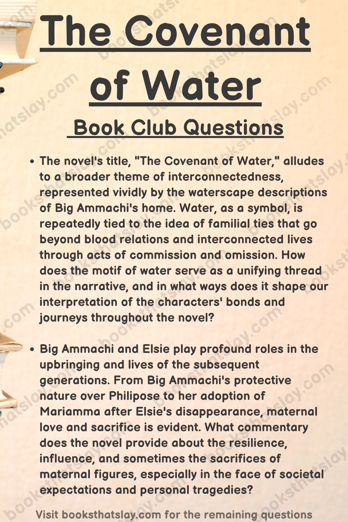 The Covenant of Water Book Club Questions