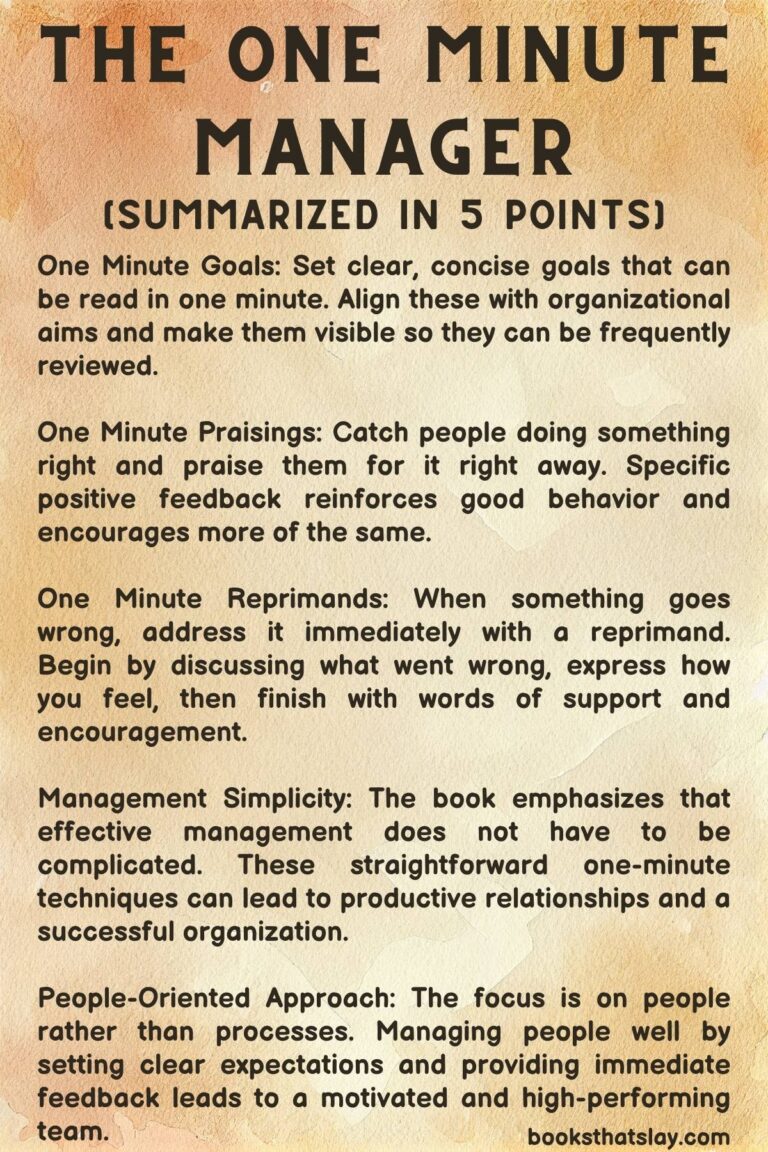 The one minute manager summary and key lessons
