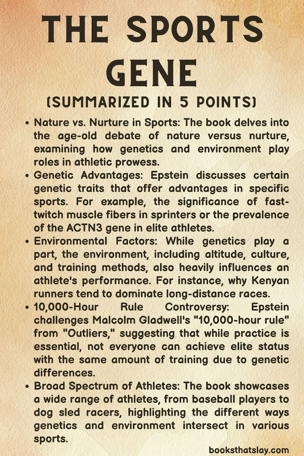 The Sports Gene Summary and Key Lessons