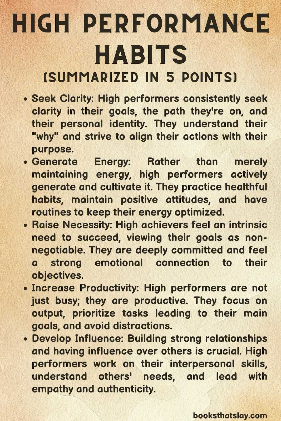 high performance habits summary