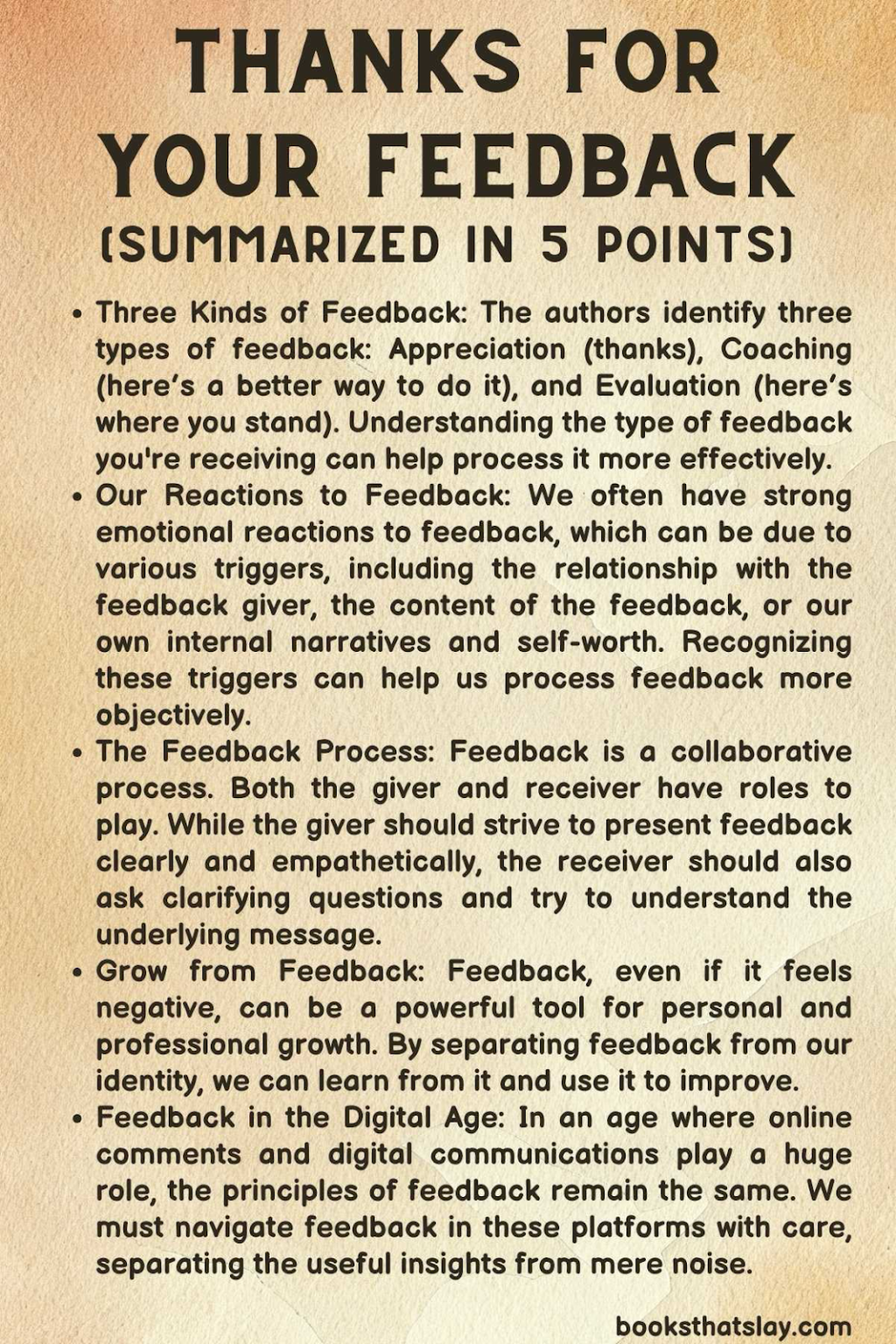Thanks For The Feedback Summary And Key Lessons