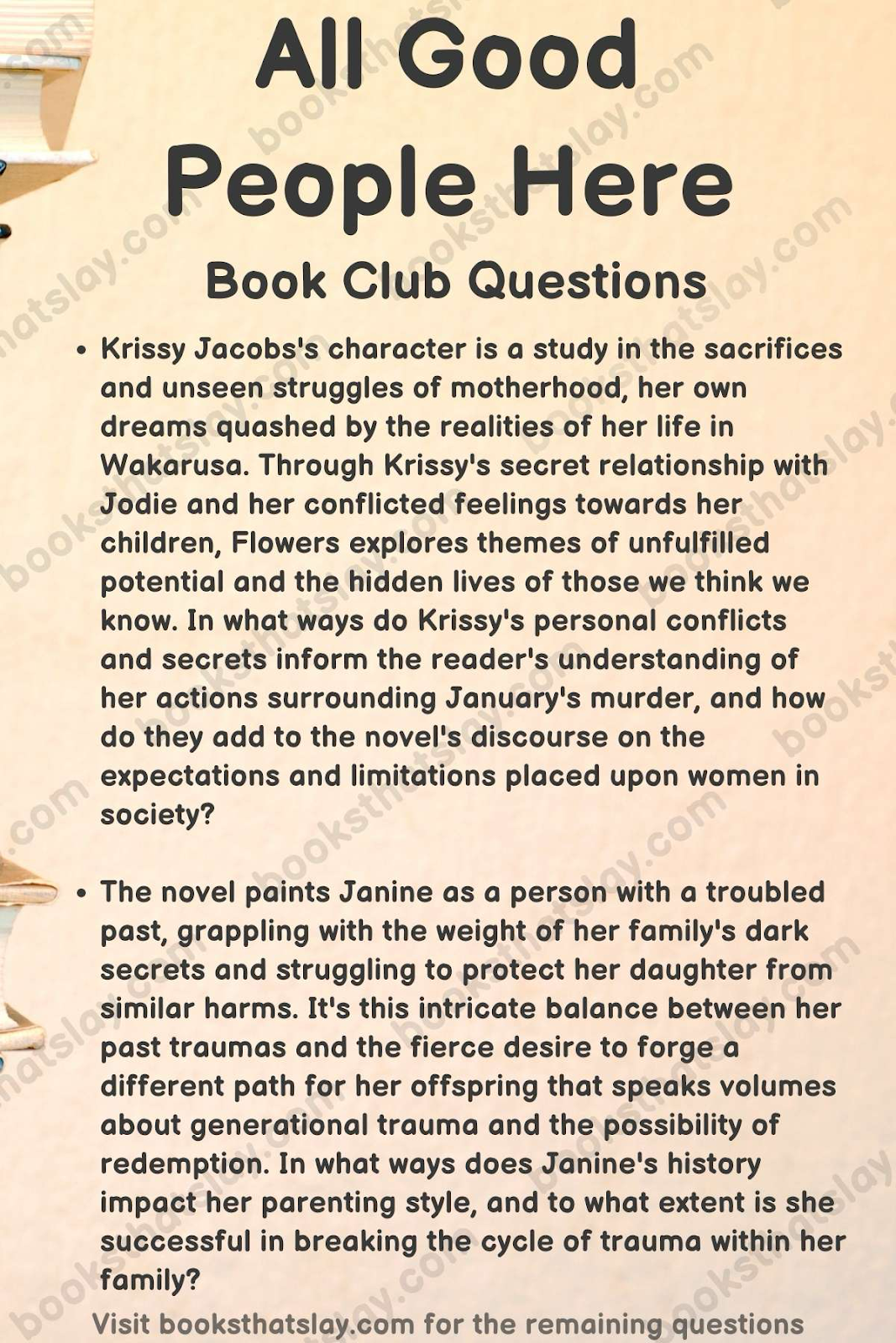 all good people here book club questions