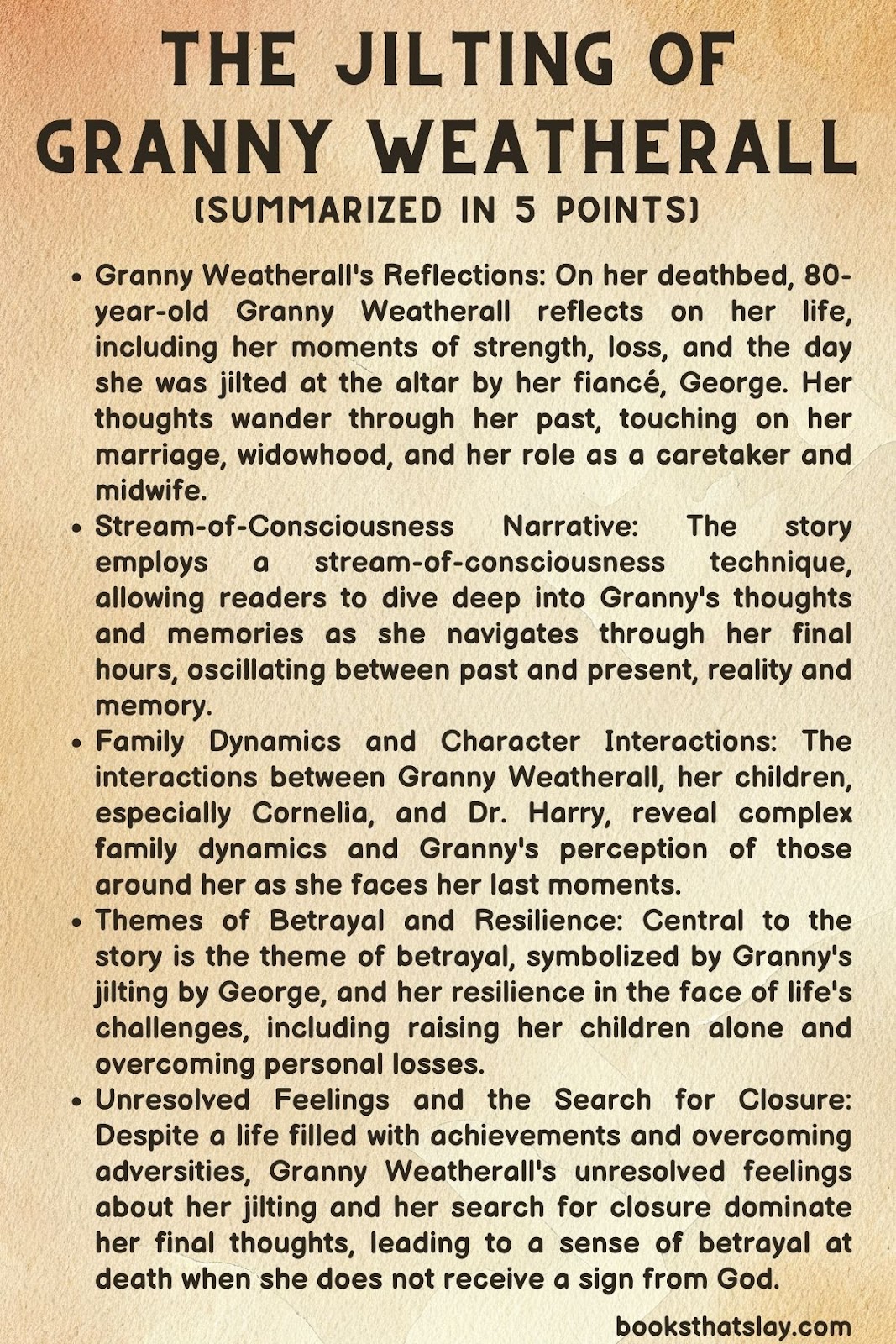 The Jilting of Granny Weatherall Summary