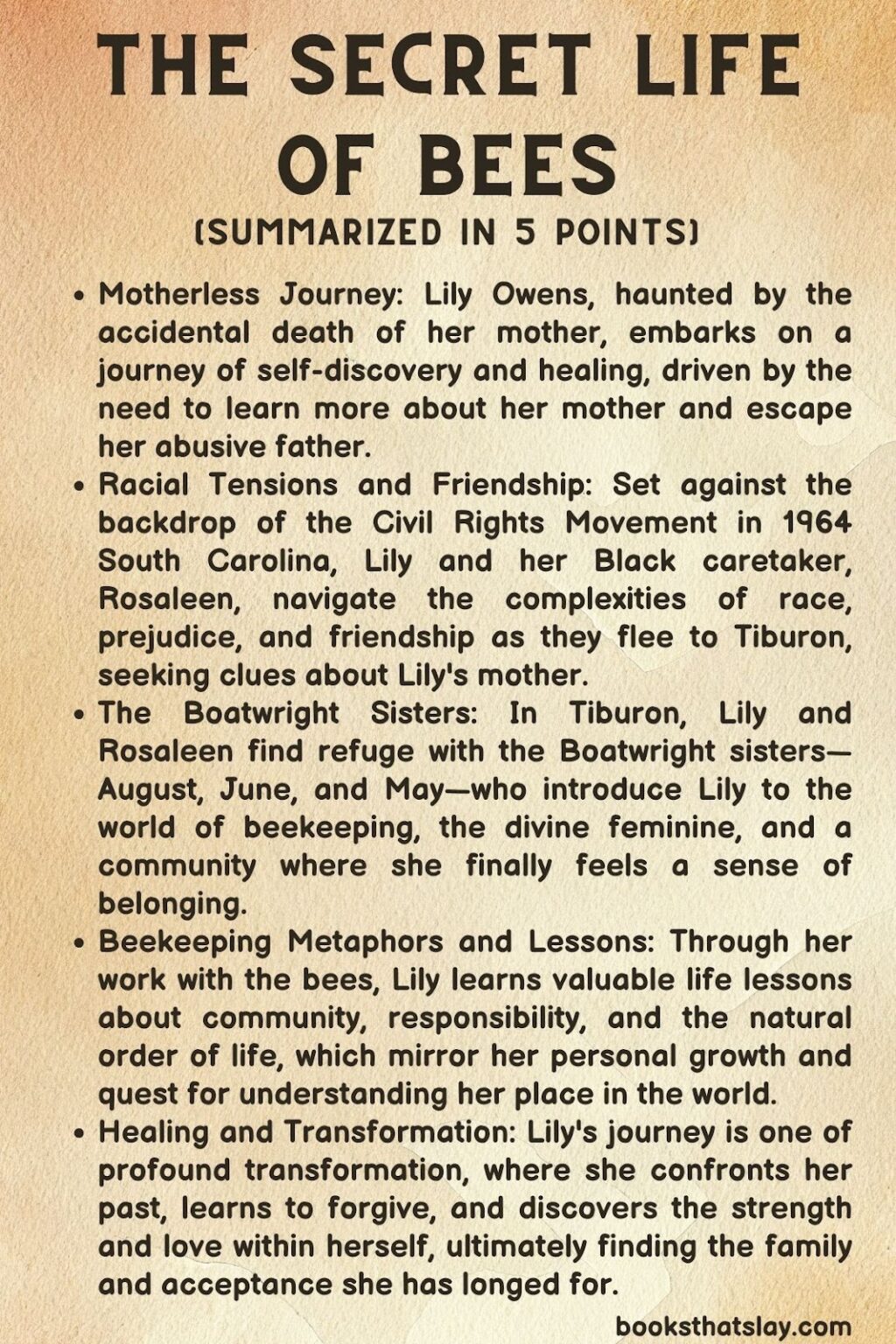 The Secret Life Of Bees Summary Book The Secret Life of Bees Summary, Characters and Themes