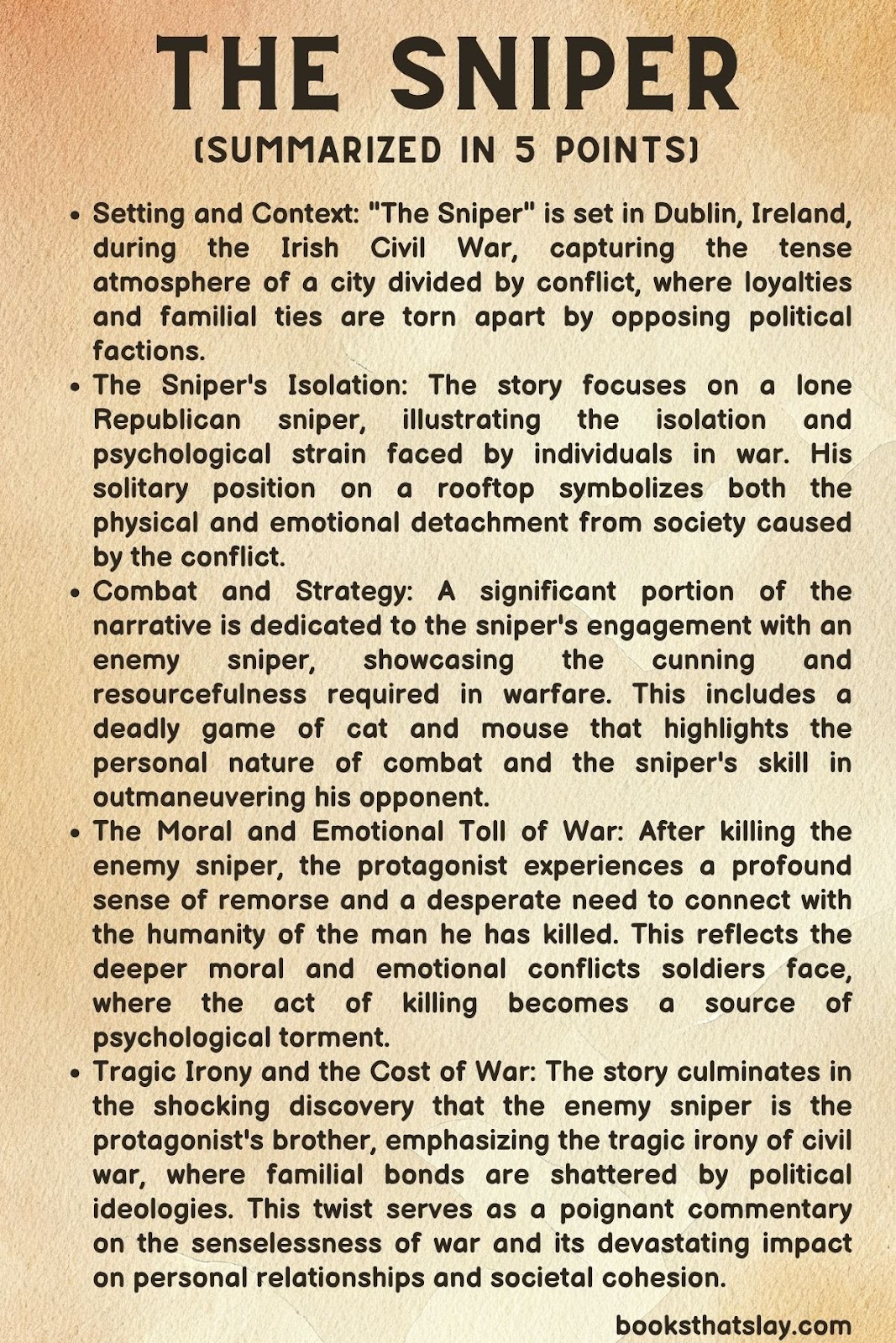 The Sniper Summary, Characters and Themes