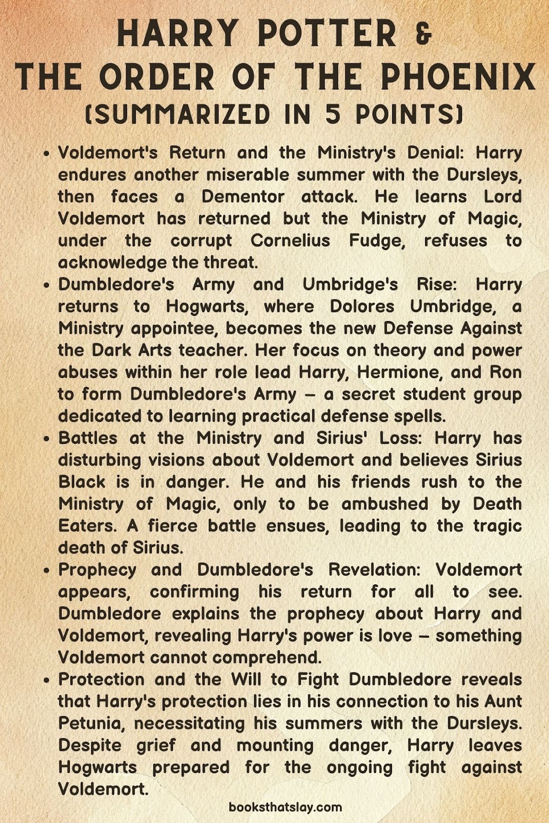 Harry Potter and the Order of the Phoenix Summary, Characters and Themes