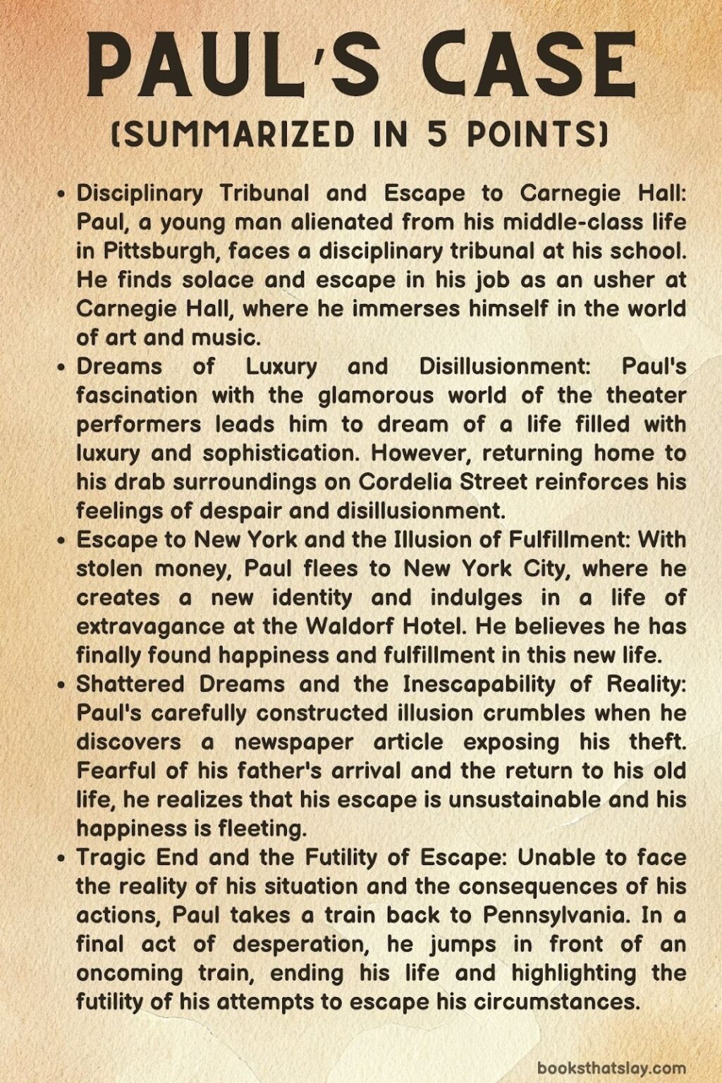 Paul's Case Summary, Characters and Themes