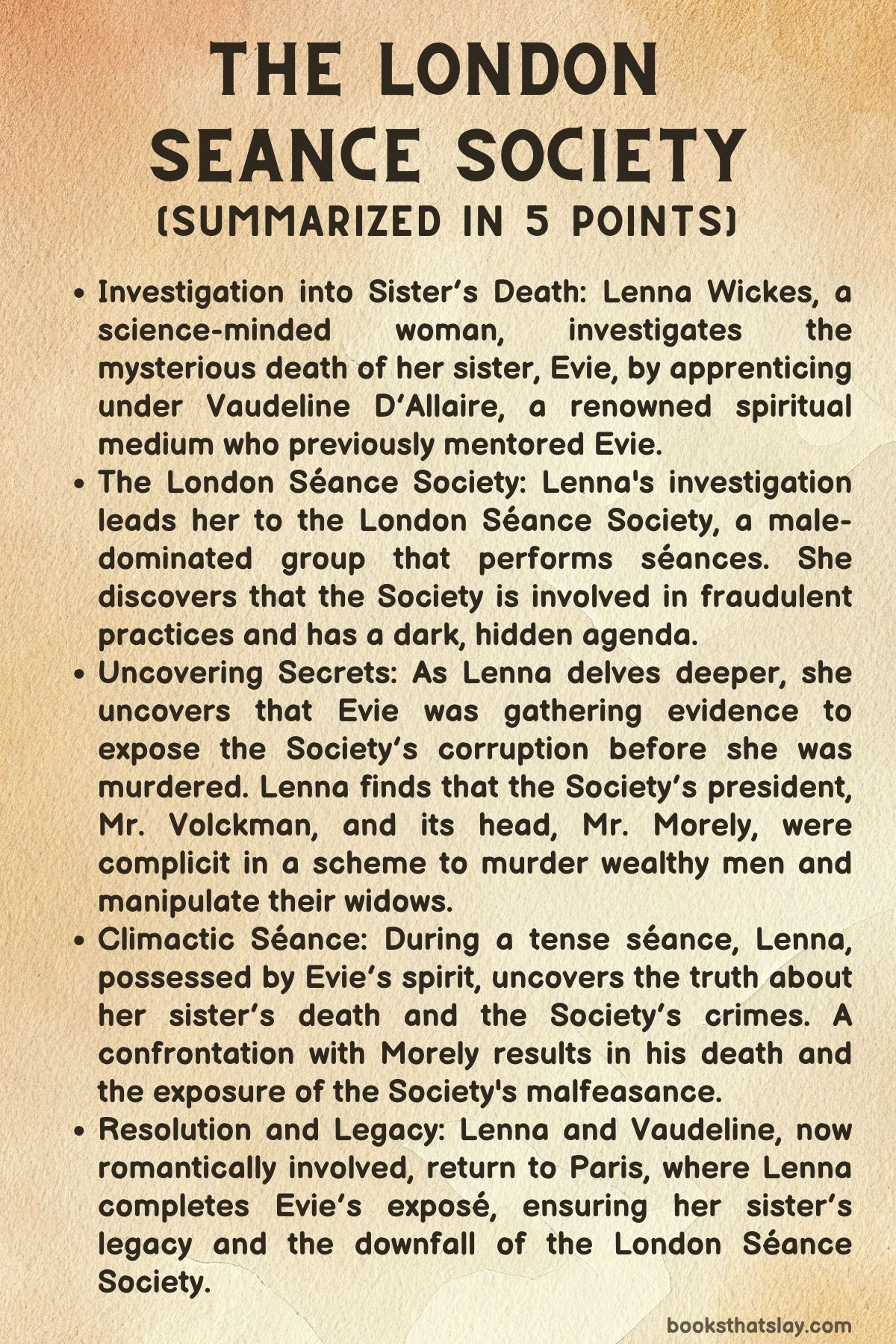 The London Seance Society Summary, Characters and Themes