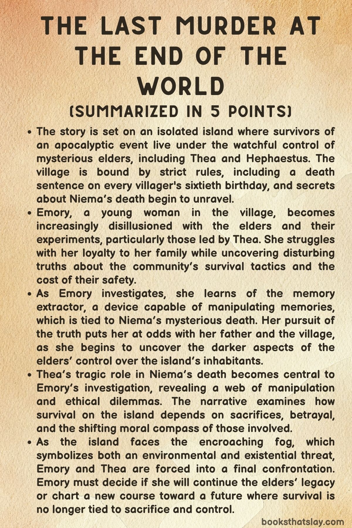 The Last Murder At the End of the World Summary