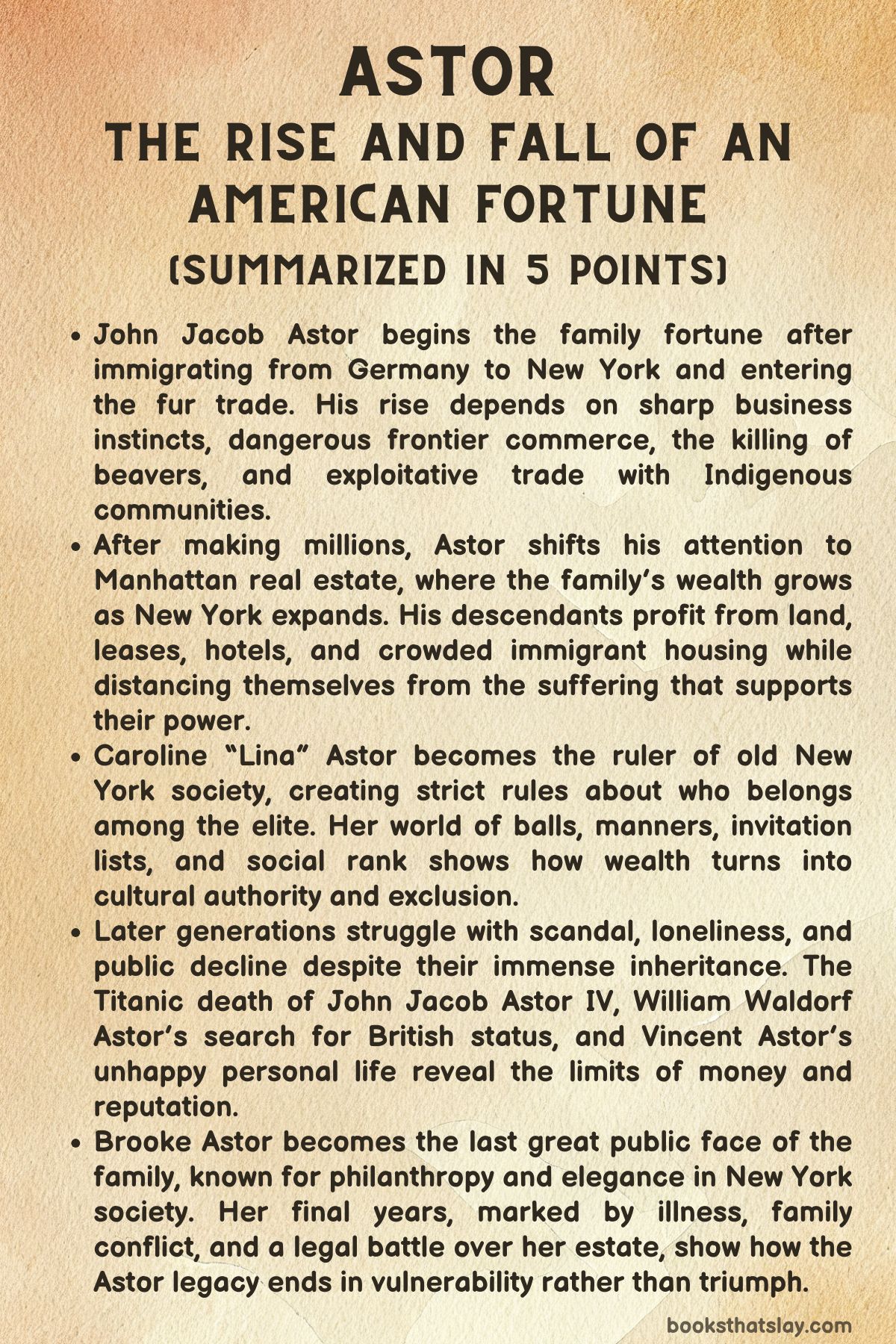 Astor - The Rise and Fall of An American Fortune Summary