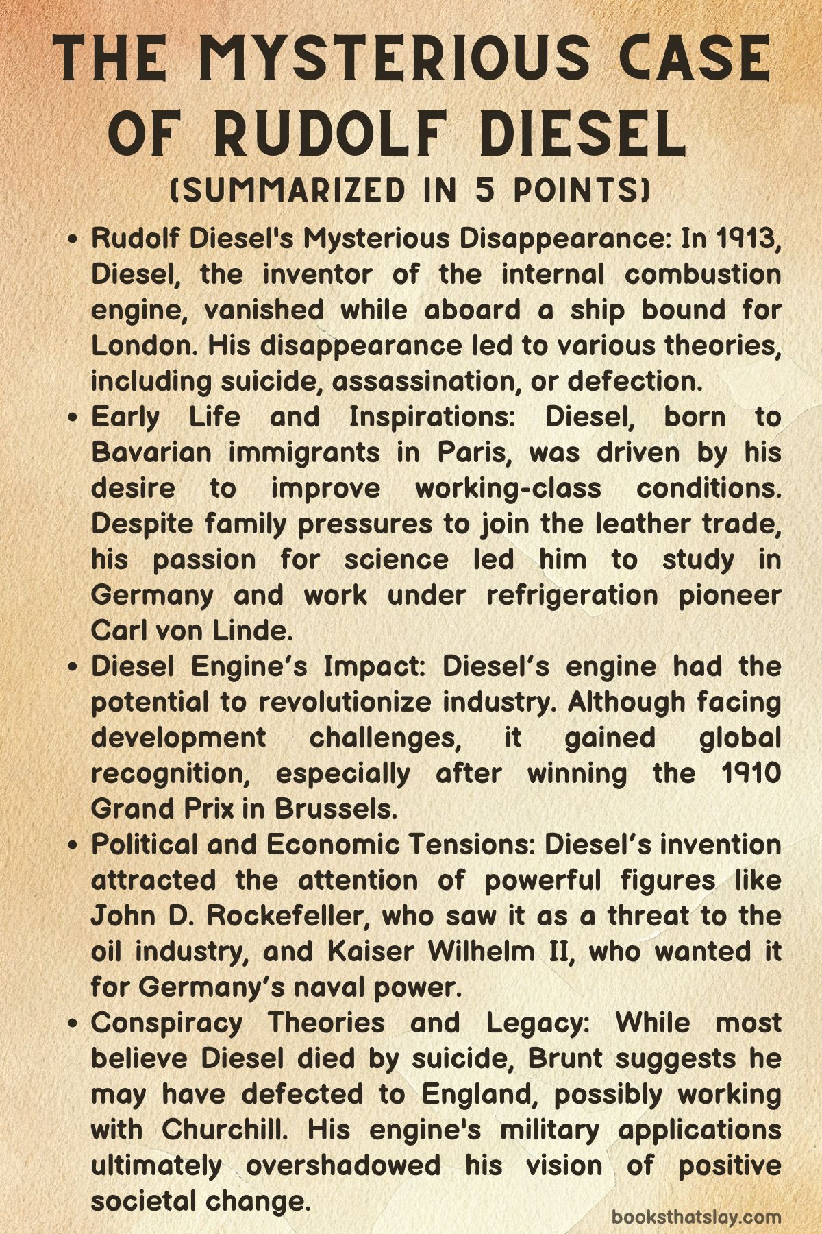 The Mysterious Case of Rudolf Diesel Summary