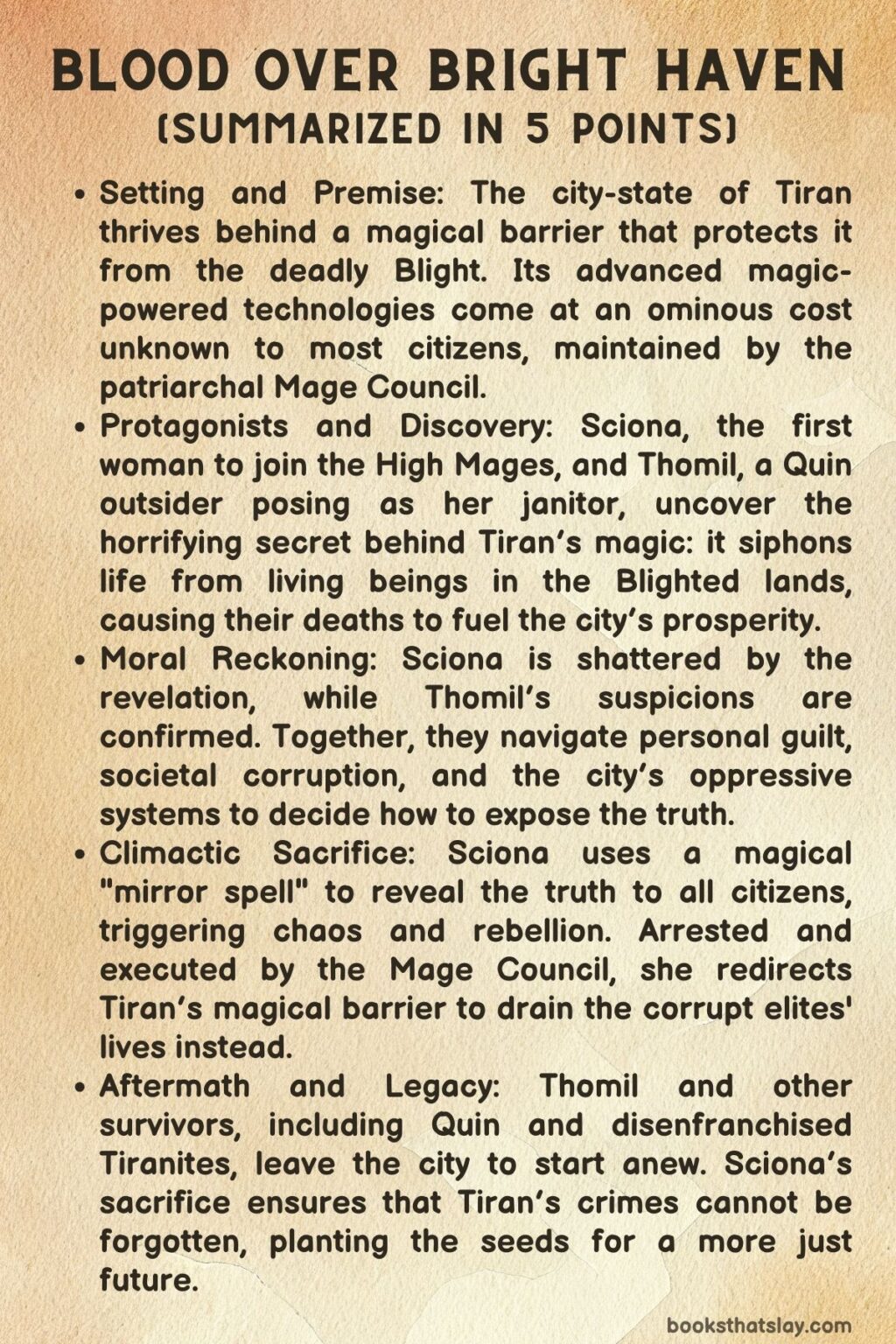 Blood Over Bright Haven Summary, Characters and Themes