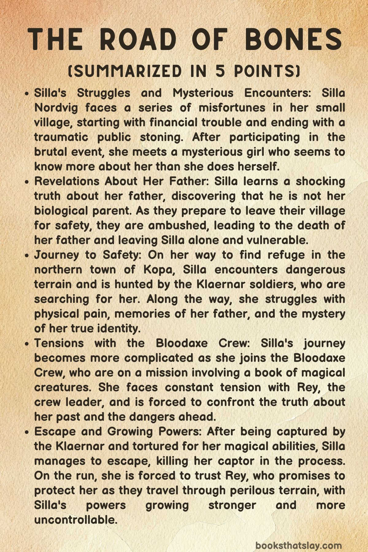 The Road of Bones Summary, Characters and Themes