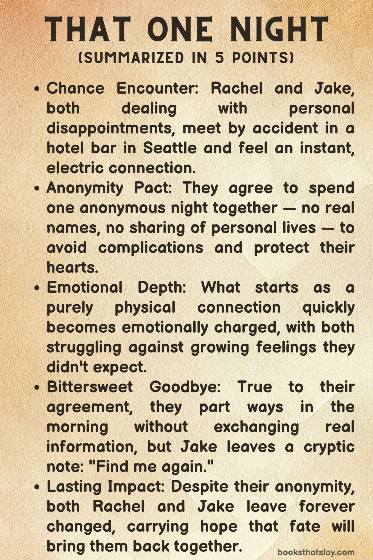That One Night Summary, Characters and Themes | Emily Rath