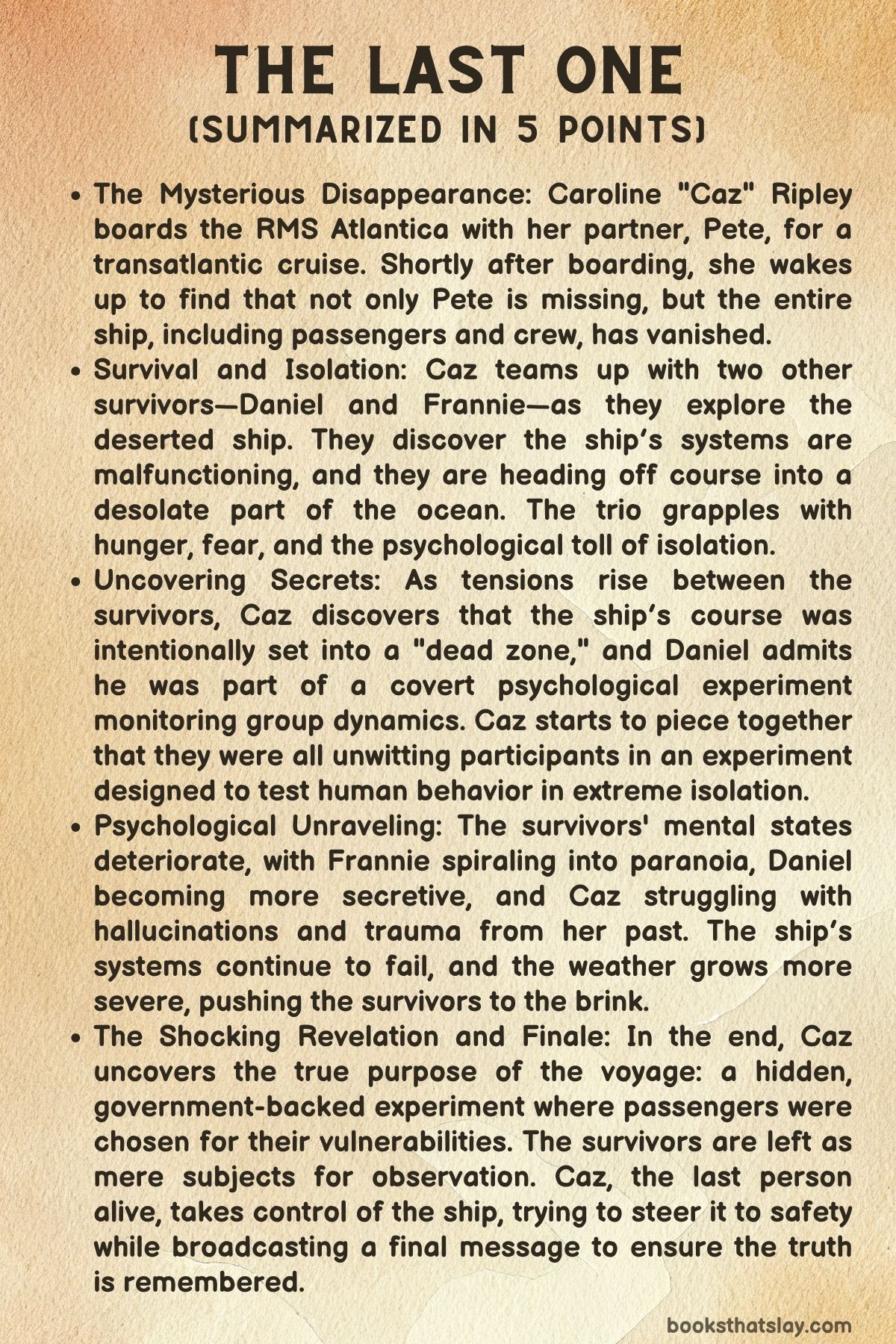 The Last One by Will Dean Summary