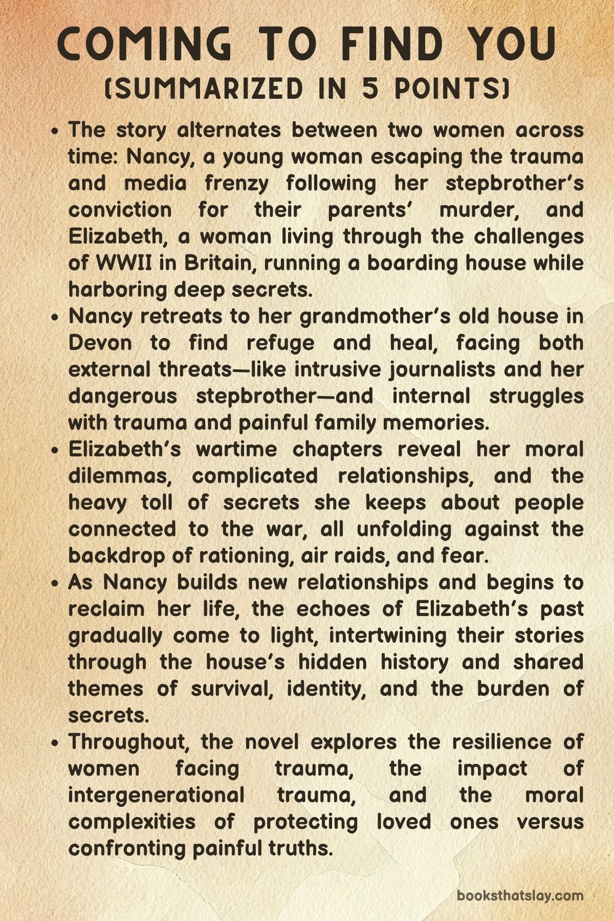 Coming To Find You by Jane Corry Summary