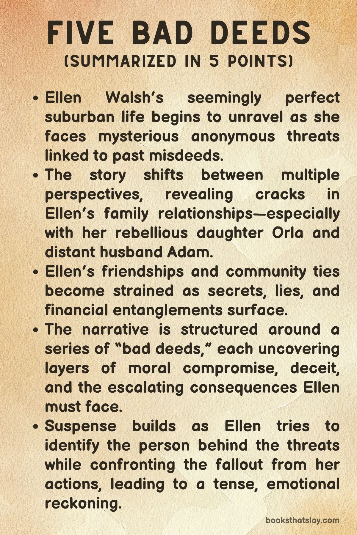 Five Bad Deeds by Caz Frear Summary