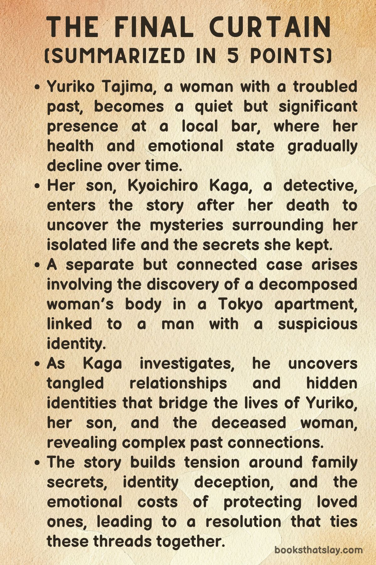The Final Curtain by Keigo Higashino Summary