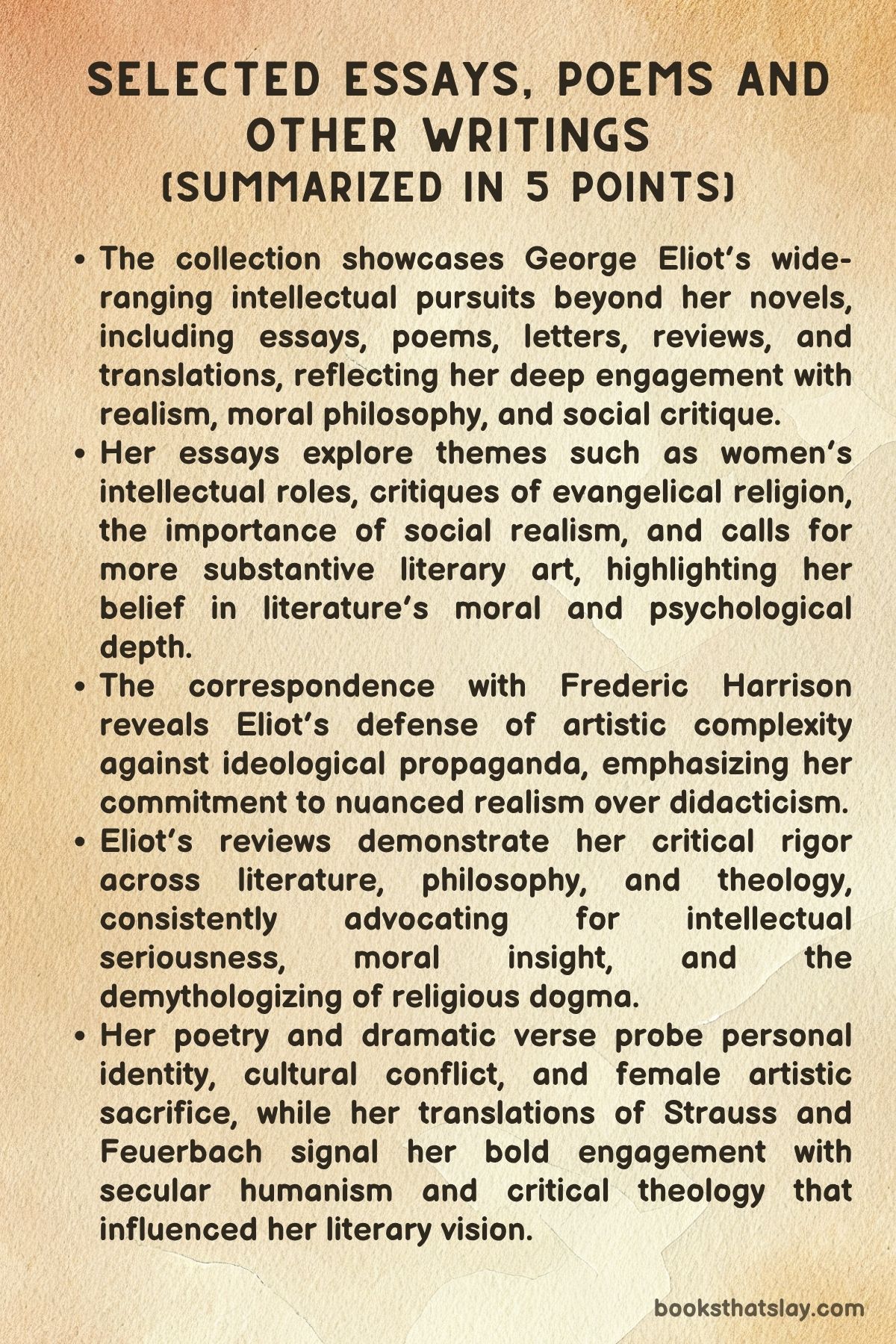 Selected Essays, Poems and Other Writings by George Eliot Summary