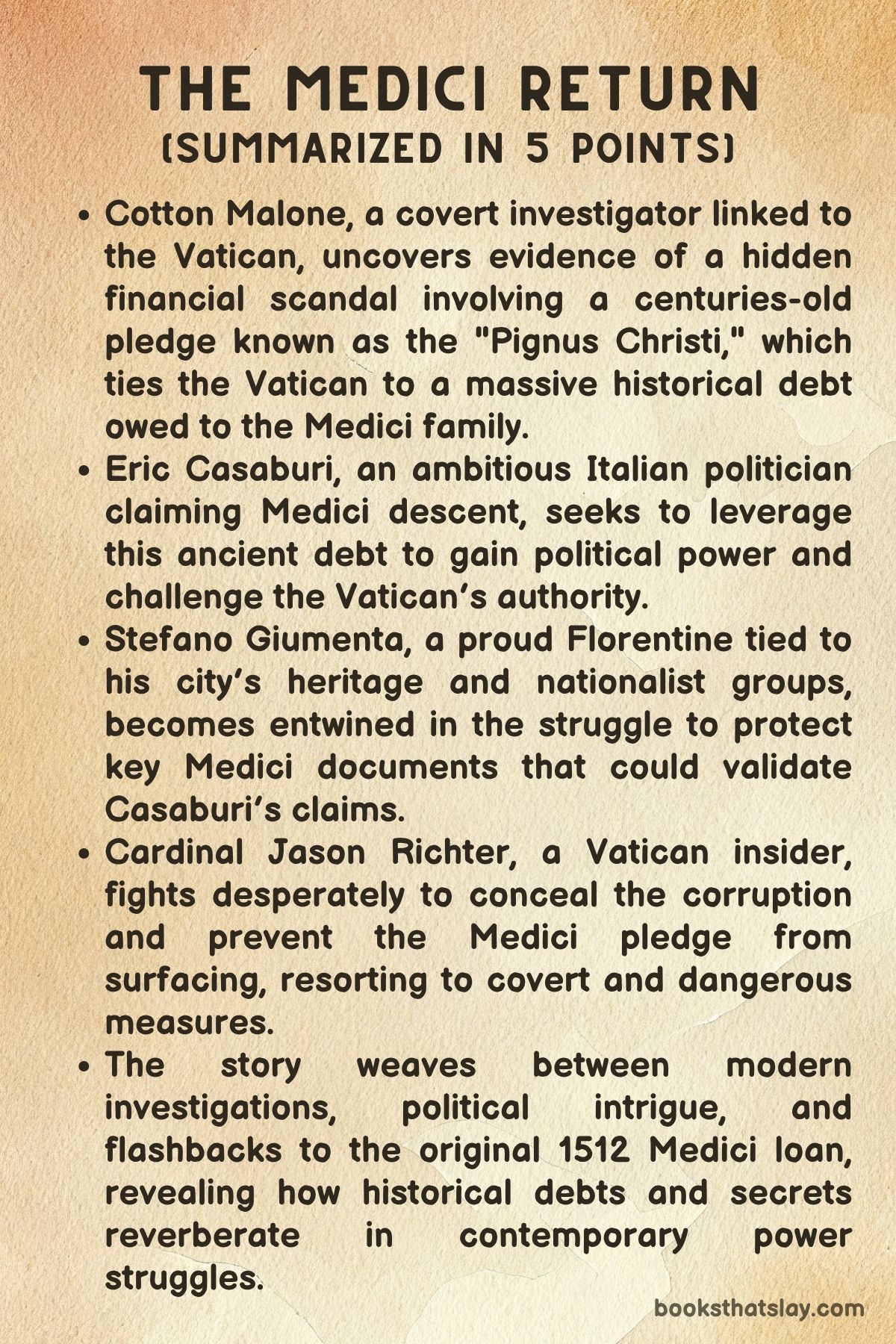 The Medici Return by Steve Berry Summary