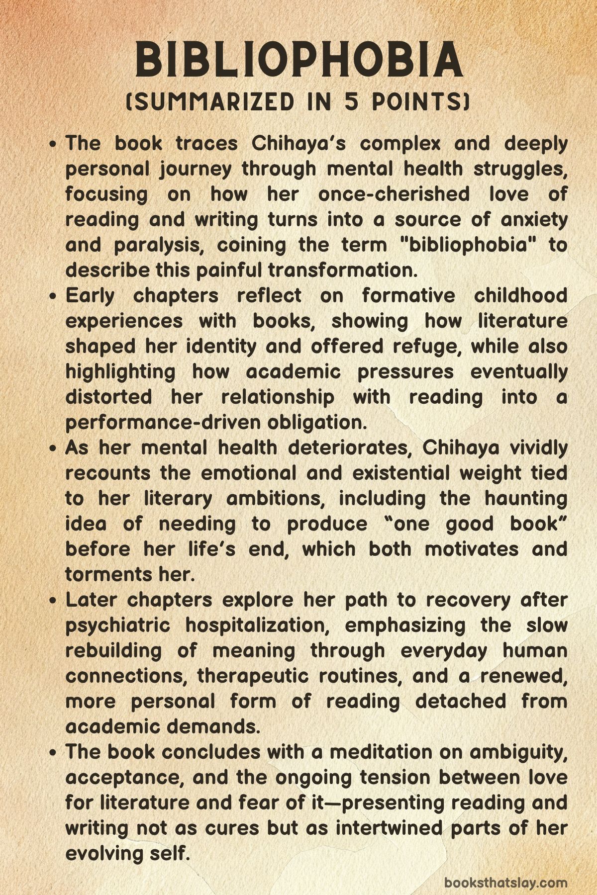 Bibliophobia by Sarah Chihaya Summary