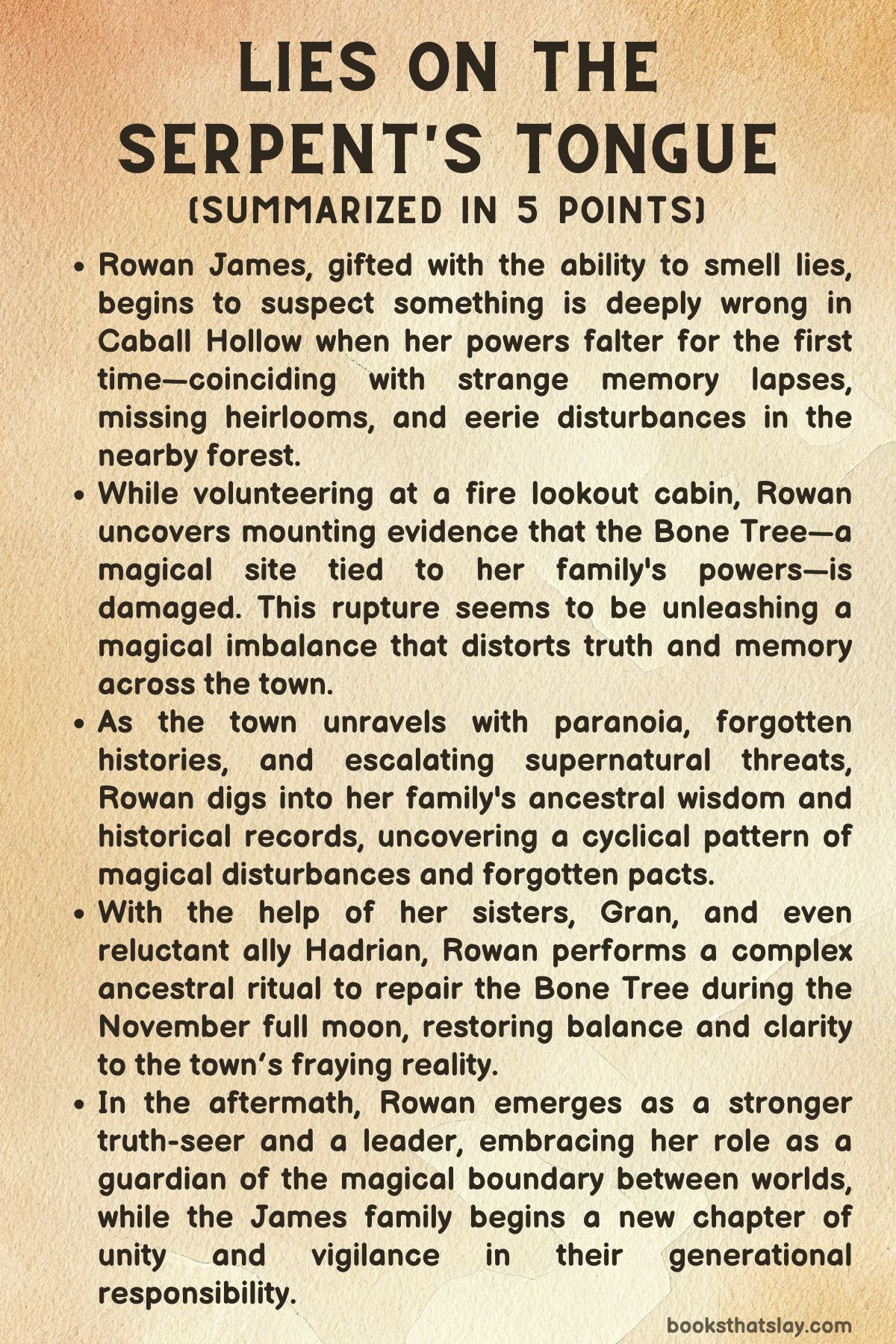 Lies on the Serpent's Tongue Summary, Characters and Themes