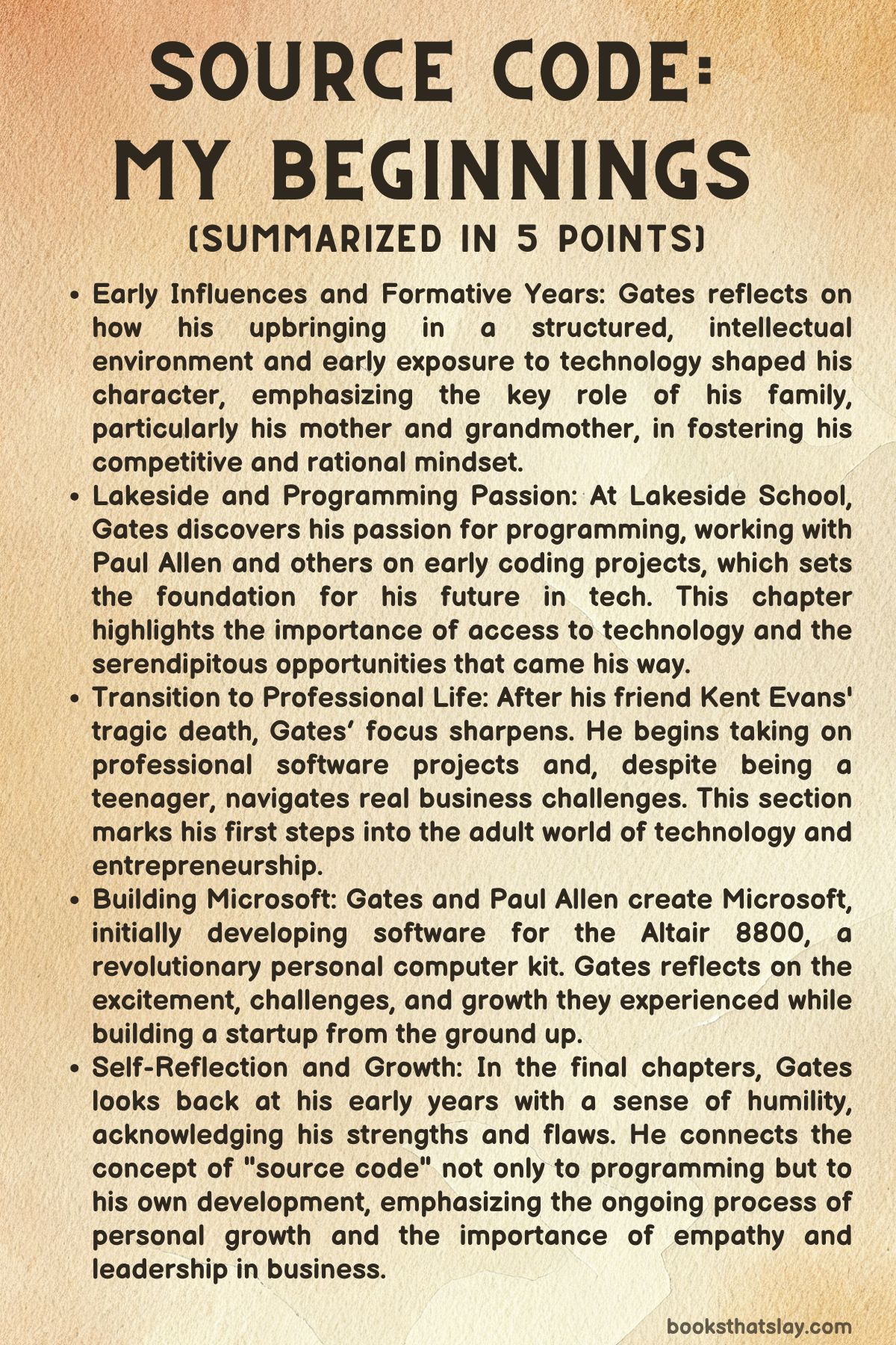 Source Code: My Beginnings Summary