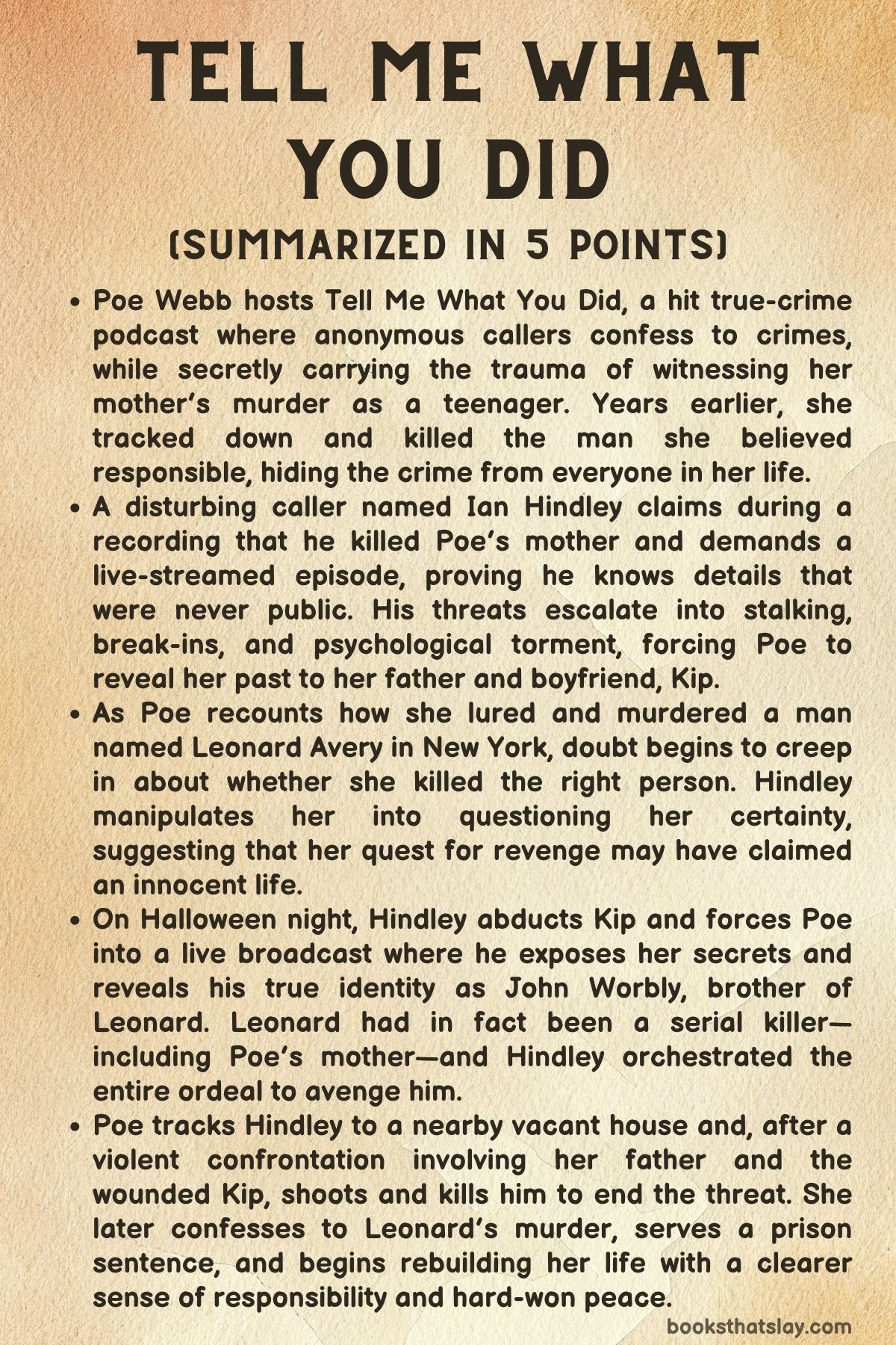 Tell Me What You Did Summary, Characters and Themes