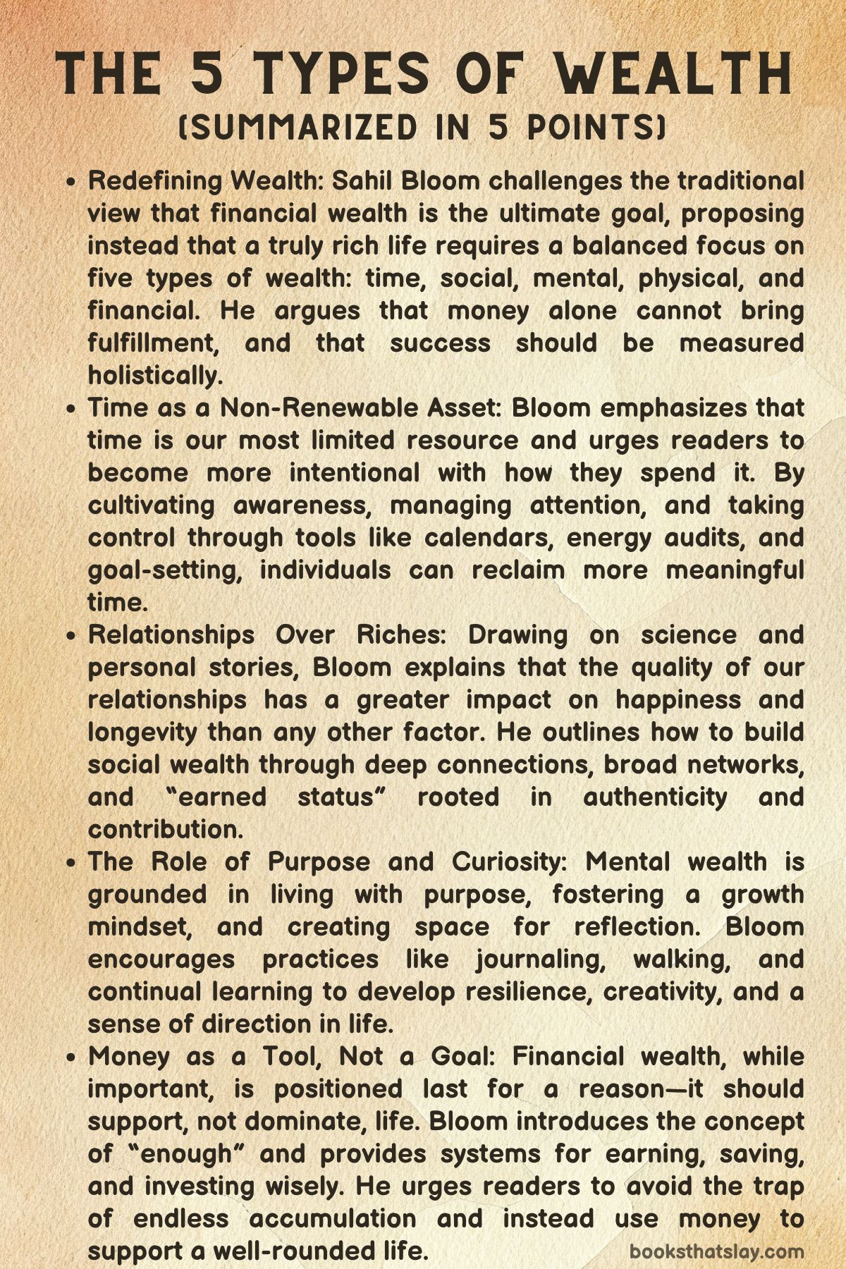 The 5 Types of Wealth Summary