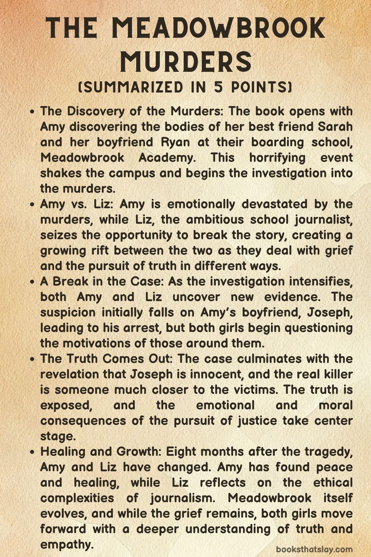 The Meadowbrook Murders by Jessica Goodman Summary