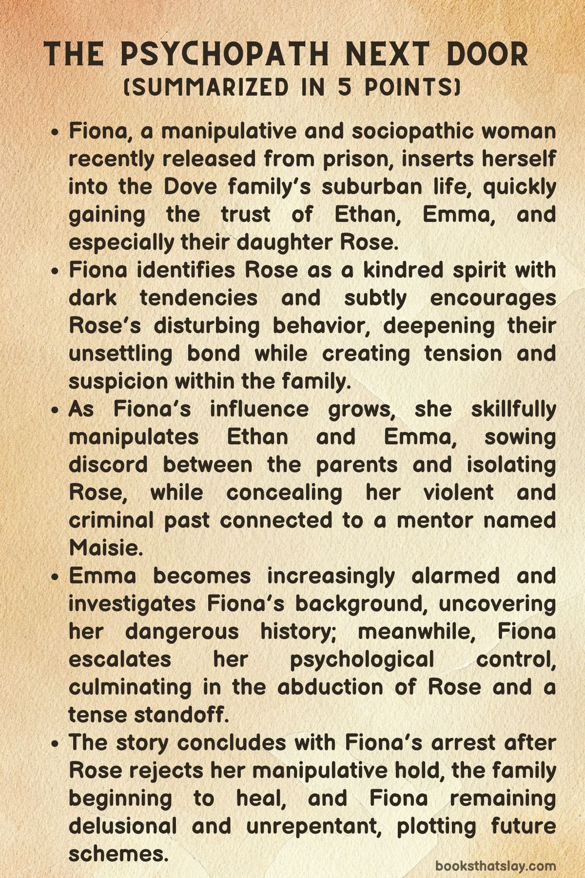 The Psychopath Next Door Summary, Characters and themes