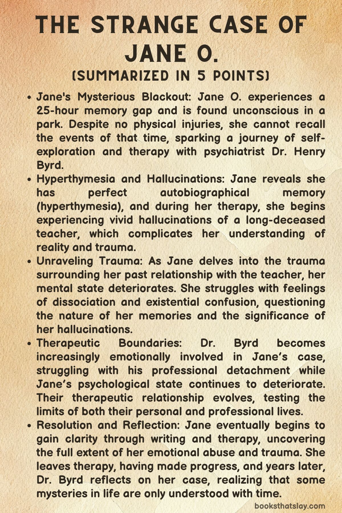 The Strange Case of Jane O. by Karen Thompson Walker Summary