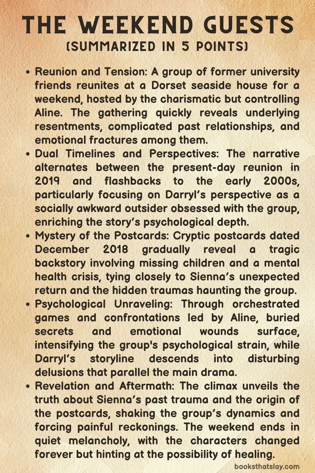 The Weekend Guests by Liza North Summary