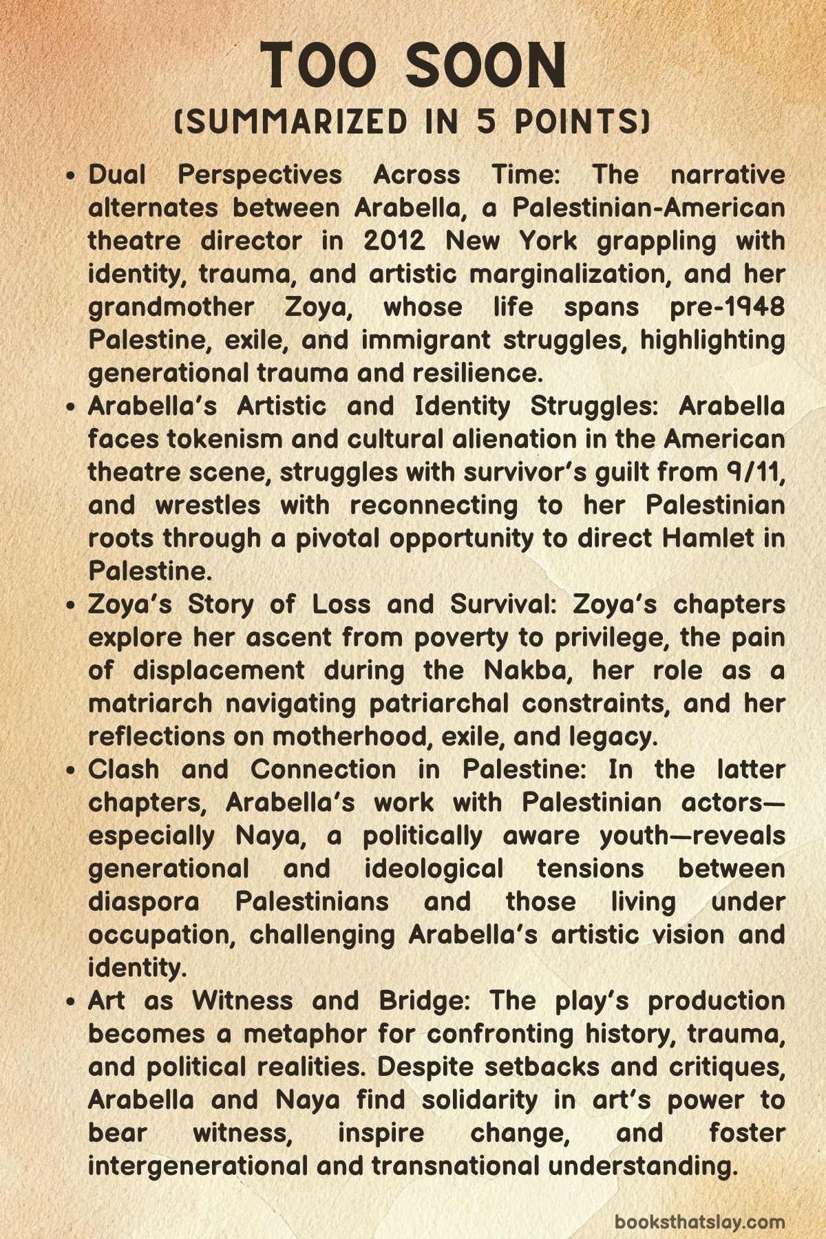 Too Soon by Betty Shamieh Summary
