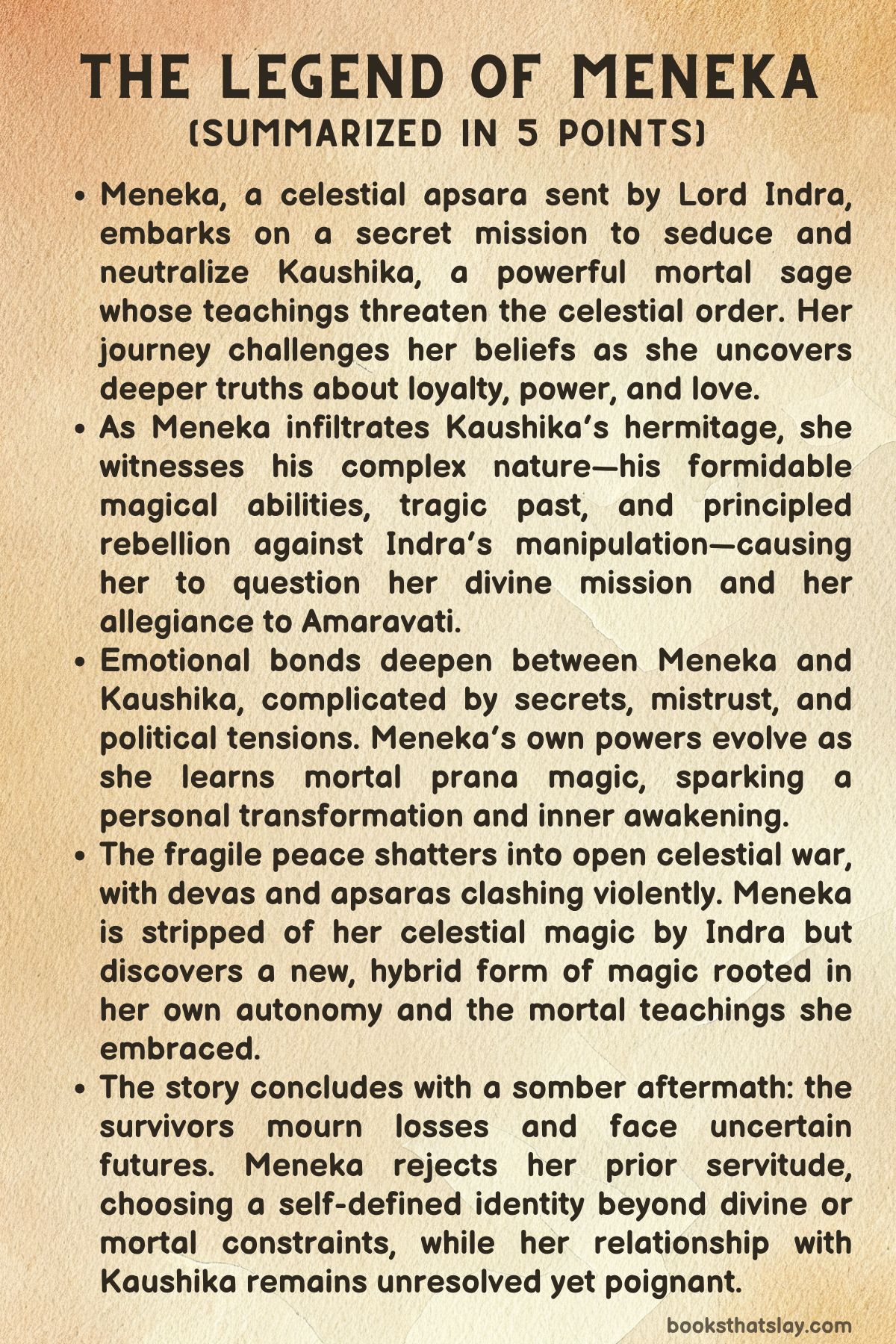 The Legend of Meneka Summary, Characters and Themes