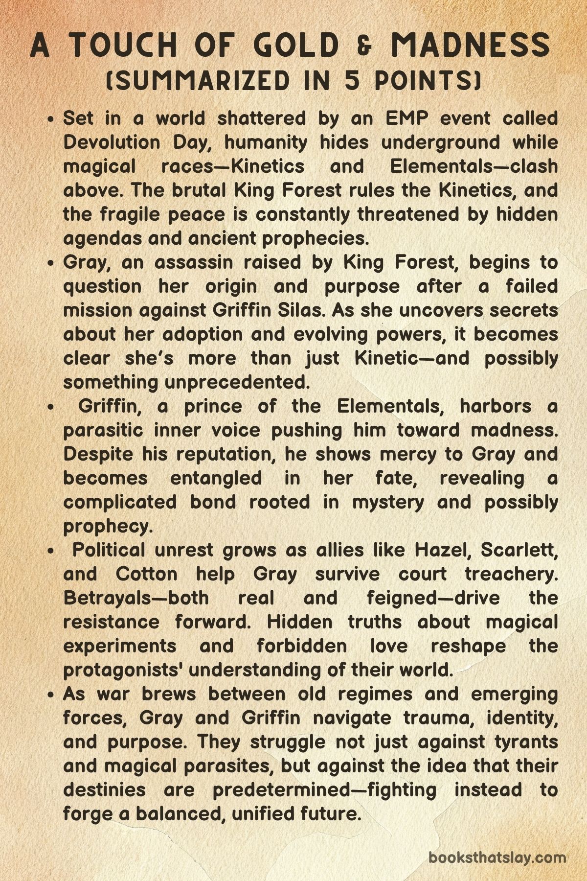 A Touch of Gold and Madness Summary, Characters and Themes