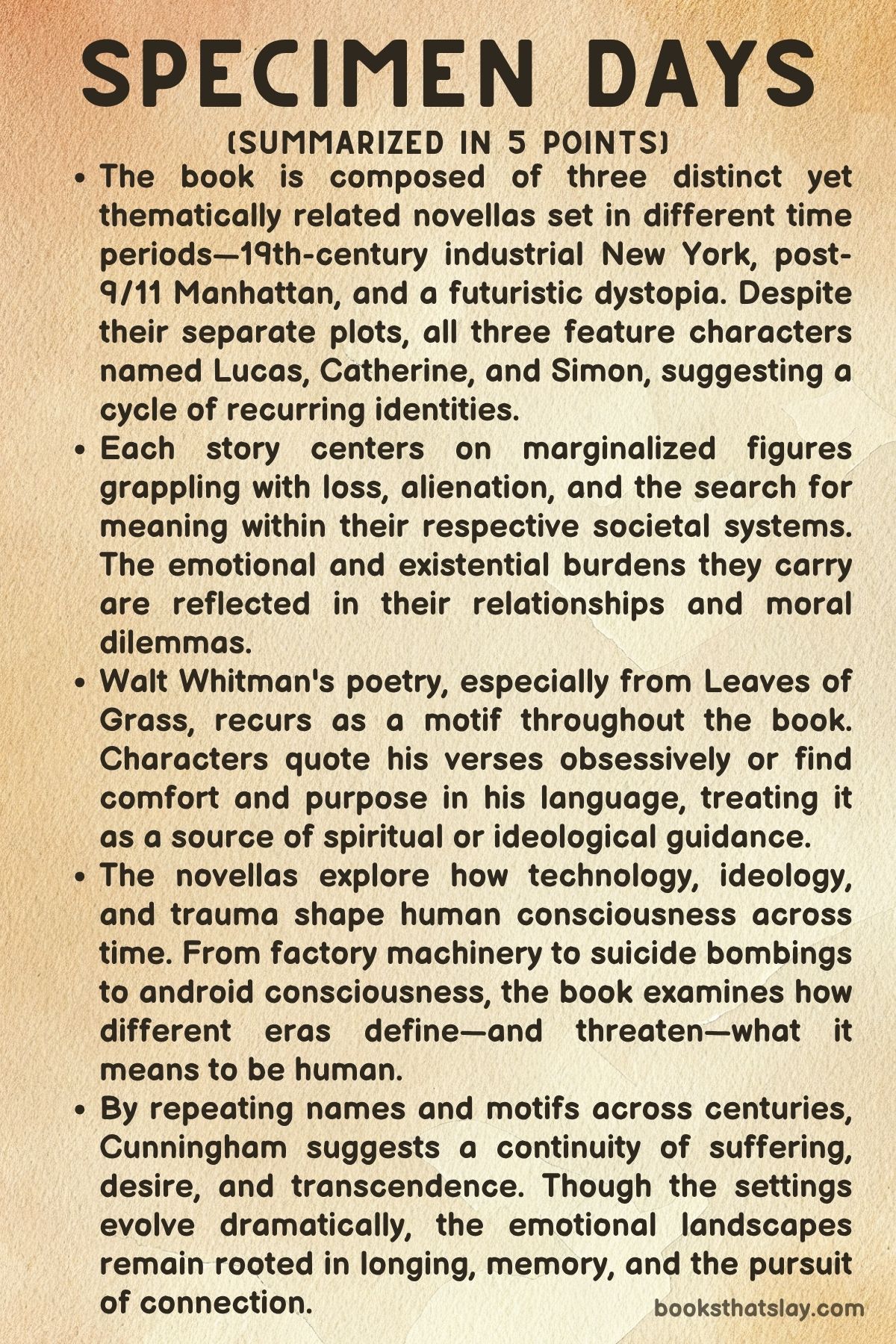 Specimen Days by Michael Cunningham summary