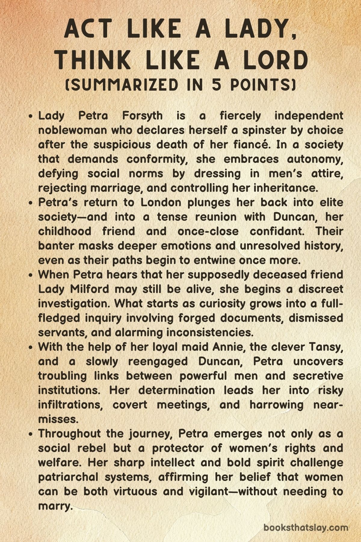 Act Like a Lady, Think Like a Lord Summary, Characters and Themes